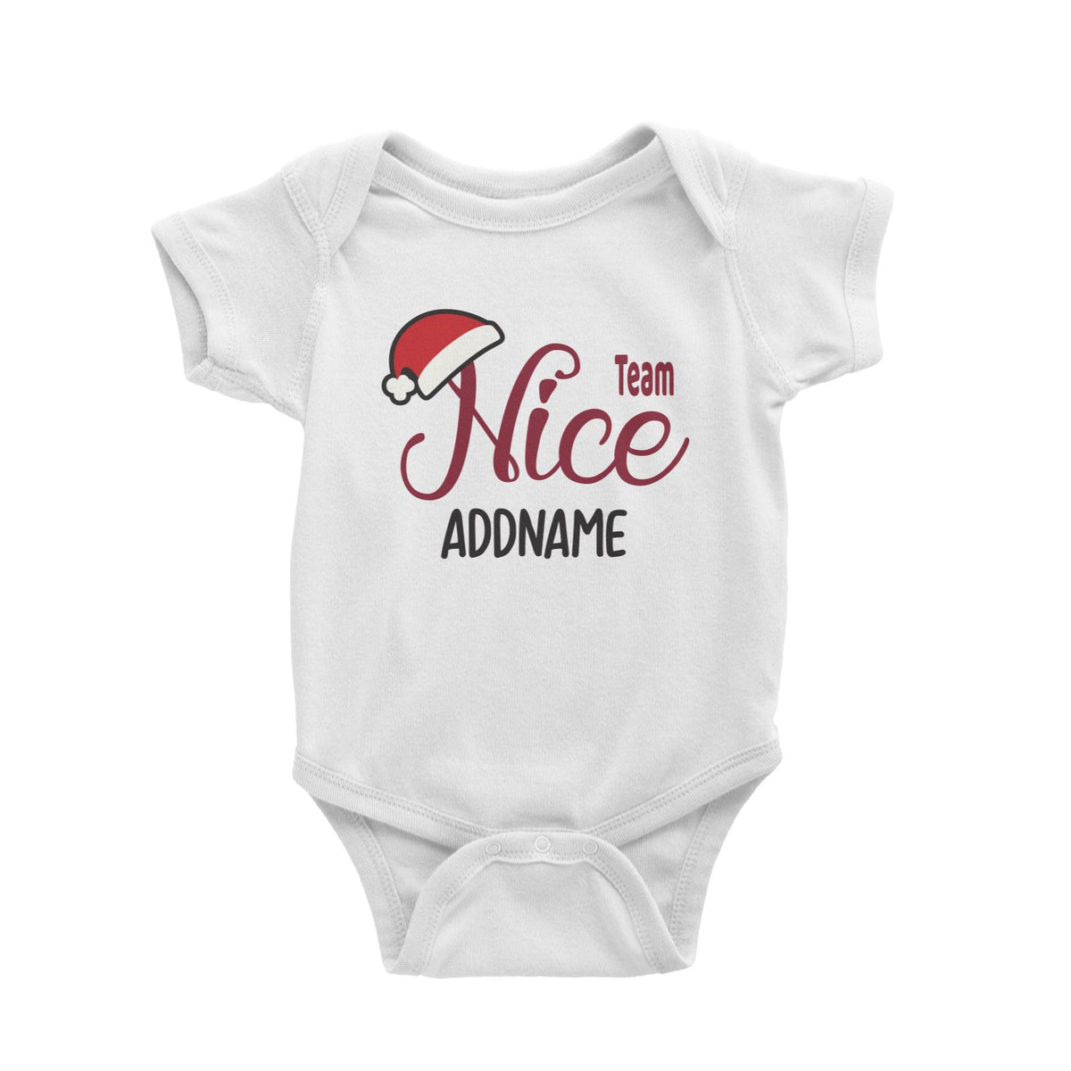 Xmas Team Nice with Santa Hat Baby Romper