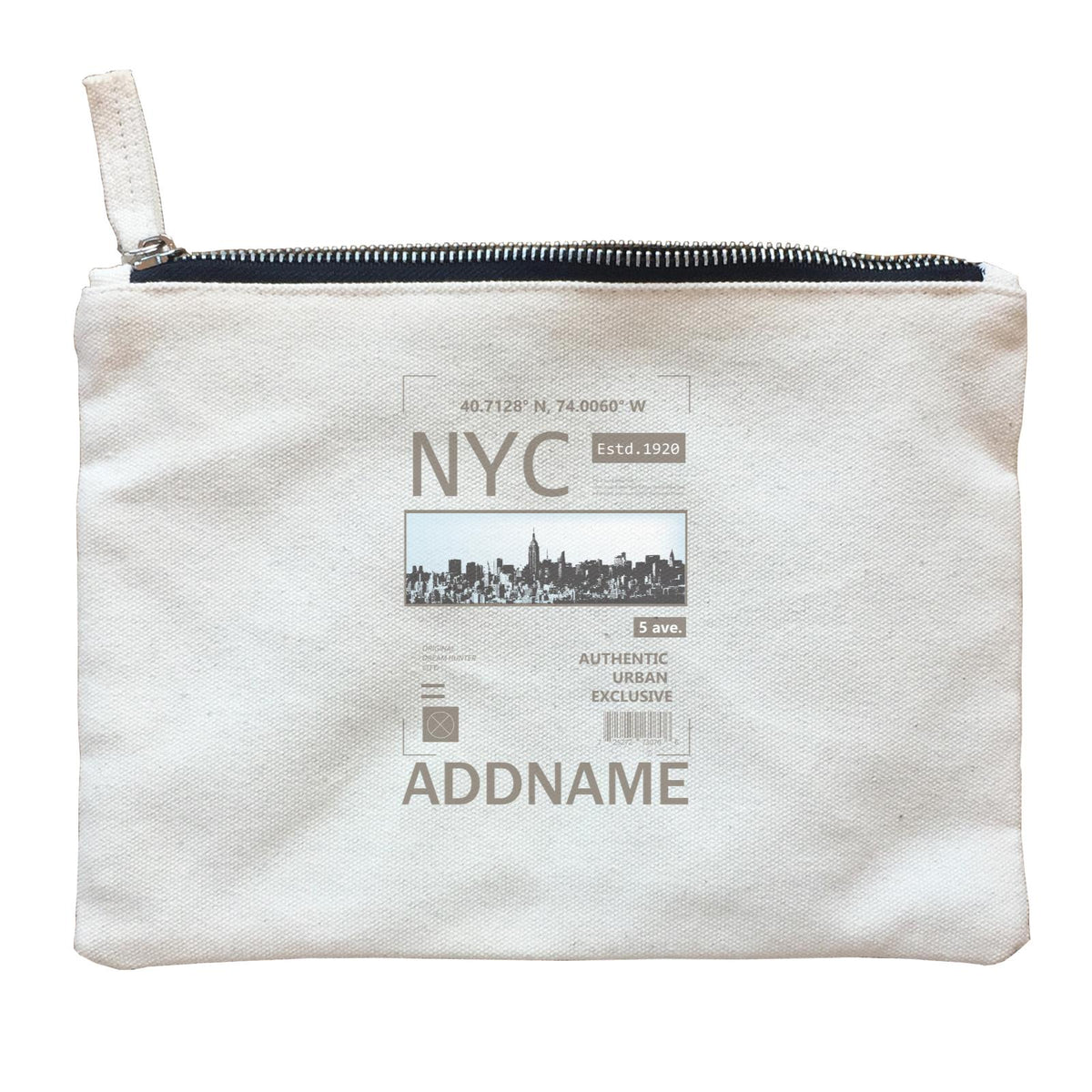Artistic City NYC Authentic Urban Exclusive with Addname Zipper Pouch