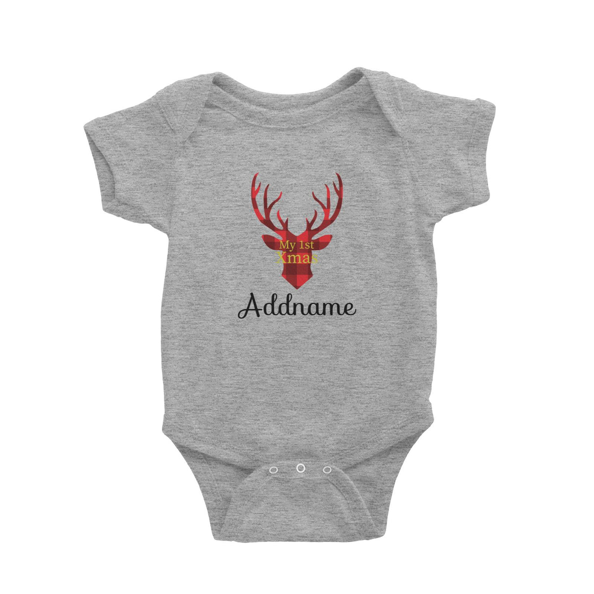 Christmas Series Reindeer Check Pattern My 1st Christmas Baby Romper
