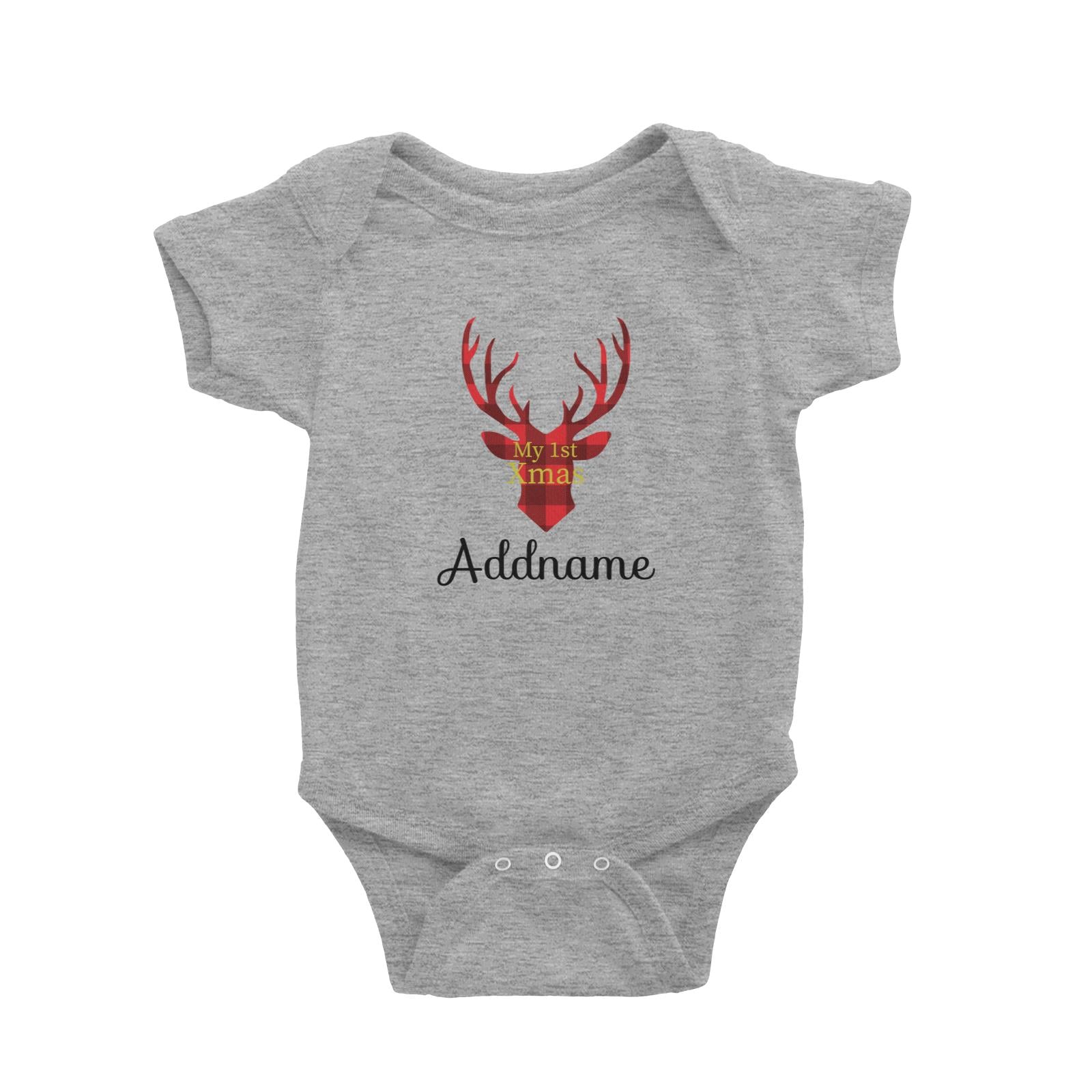 Christmas Series Reindeer Check Pattern My 1st Christmas Baby Romper