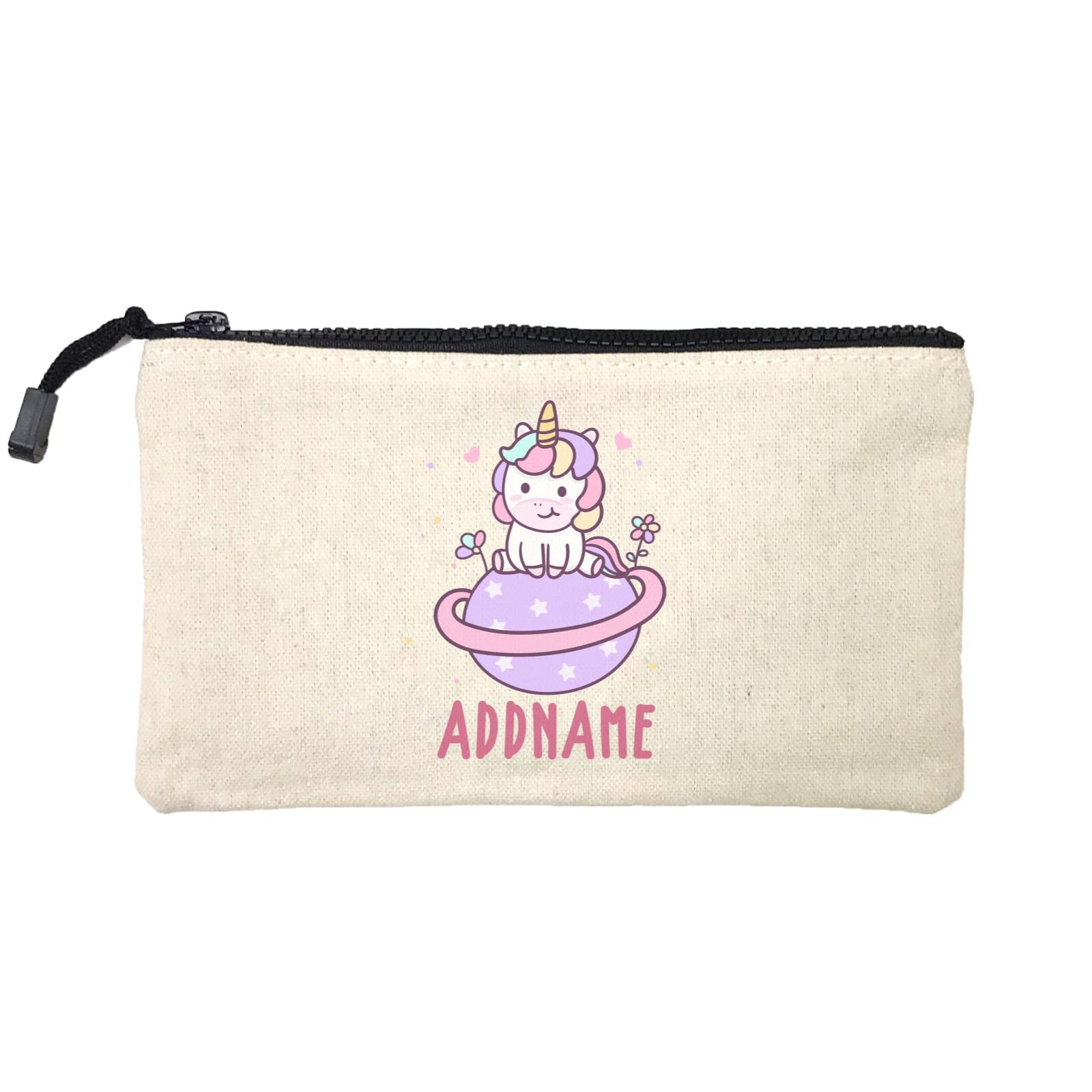 Unicorn And Princess Series Pastel Unicorn With Planet Addname Mini Accessories Stationery Pouch