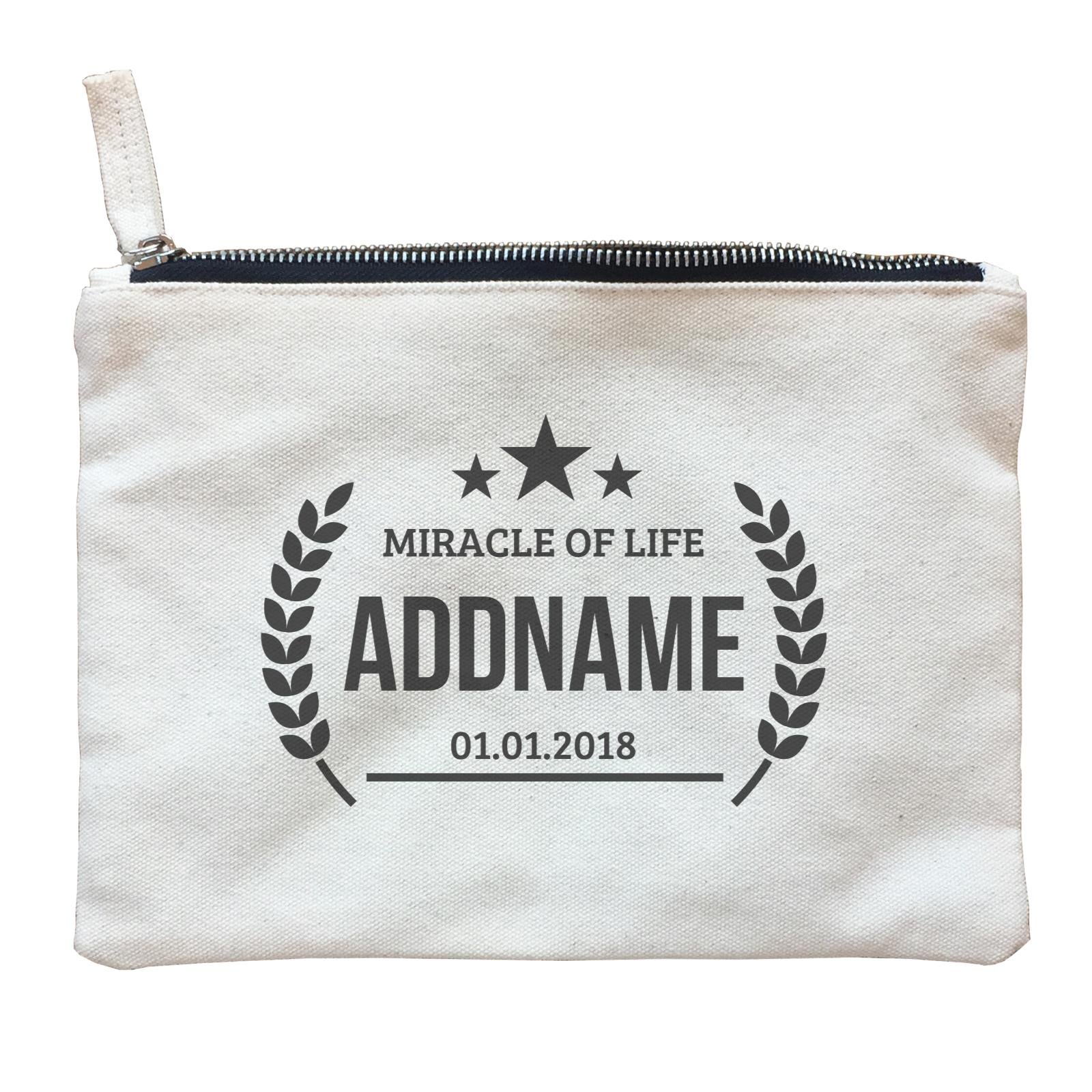 Miracle of Life with Stars Personalizable with Name and Date Zipper Pouch