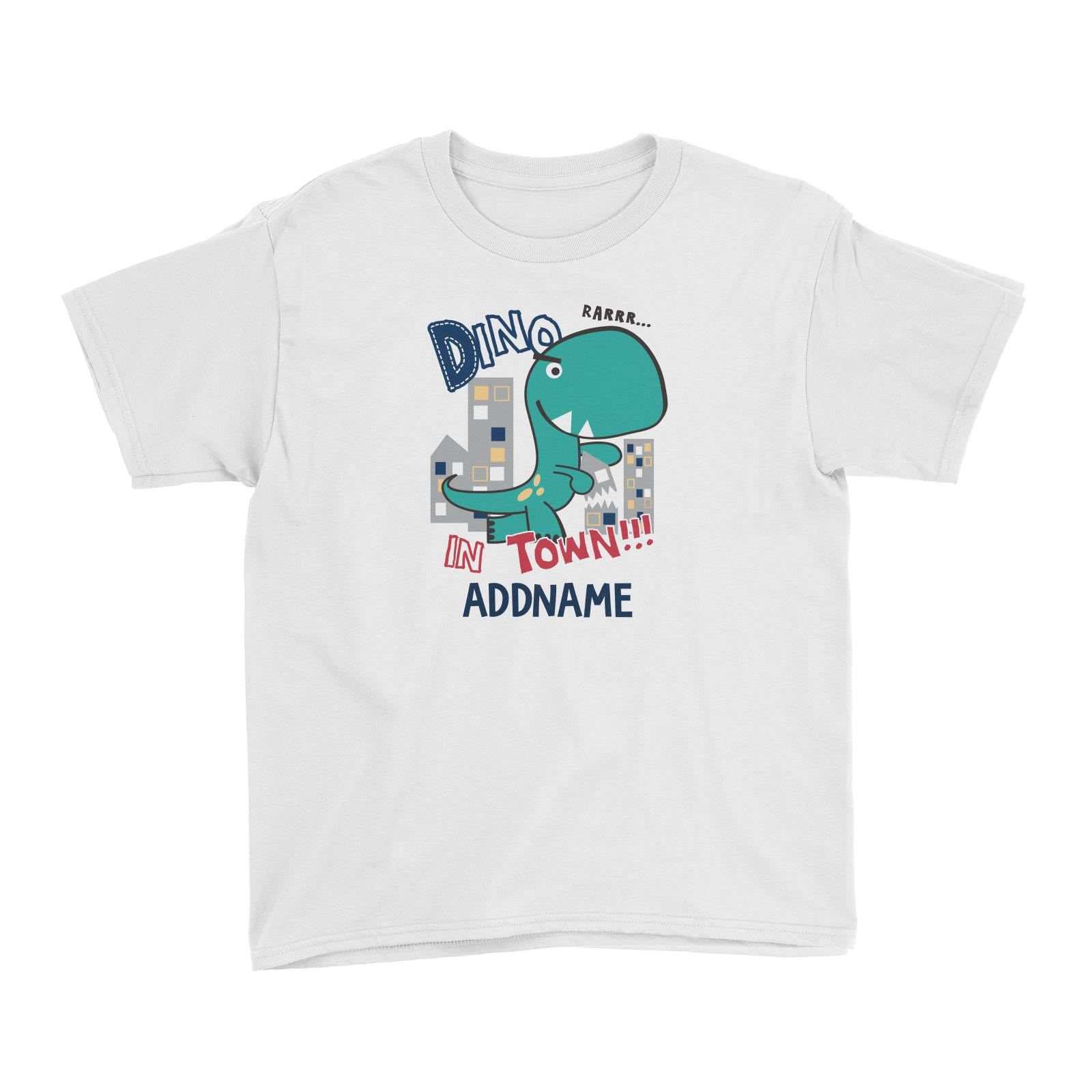 Cool Vibrant Series Dino In Town Addname Kid's T-Shirt [SALE]