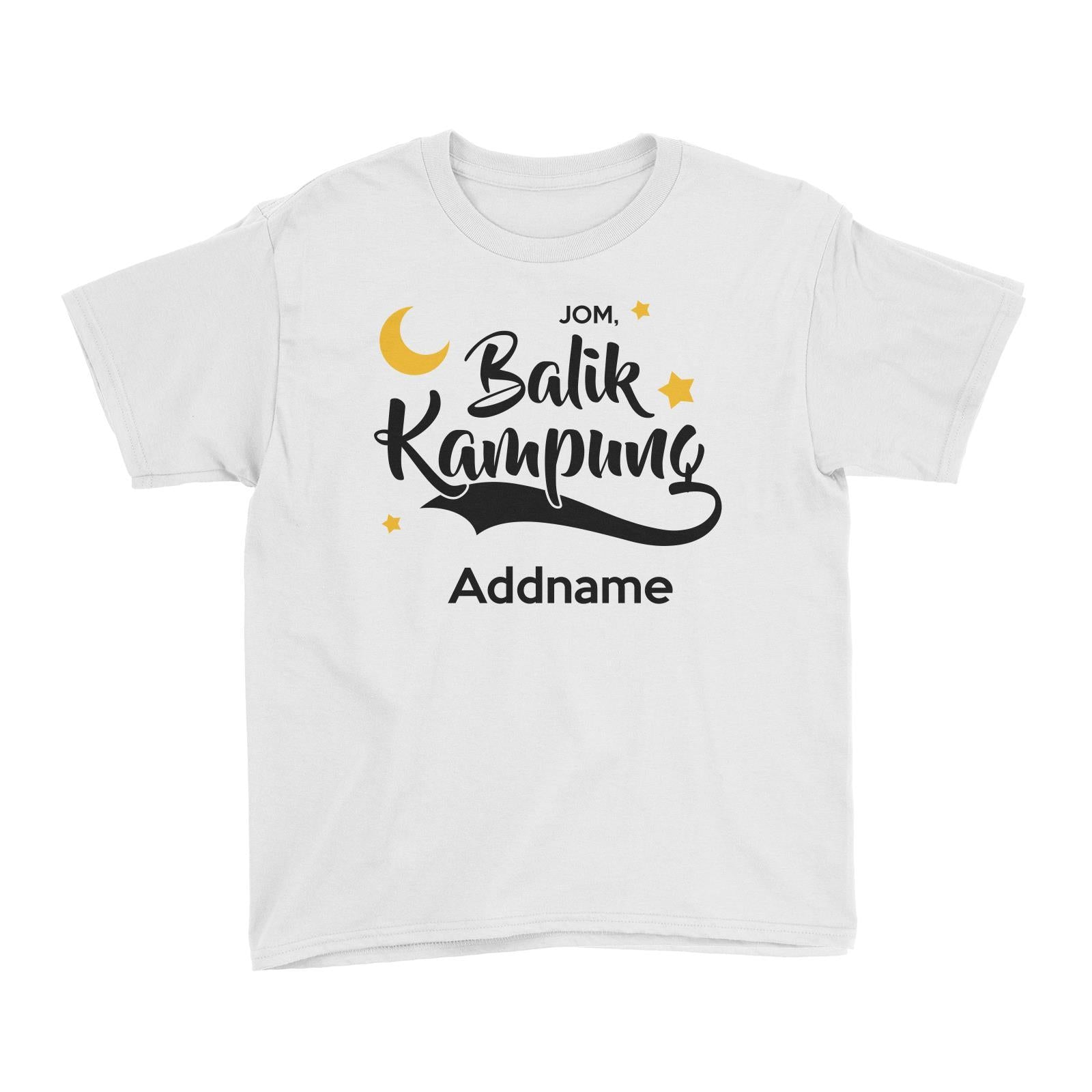 Raya Typography Jom Balik Kampung Addname Kid's T-Shirts