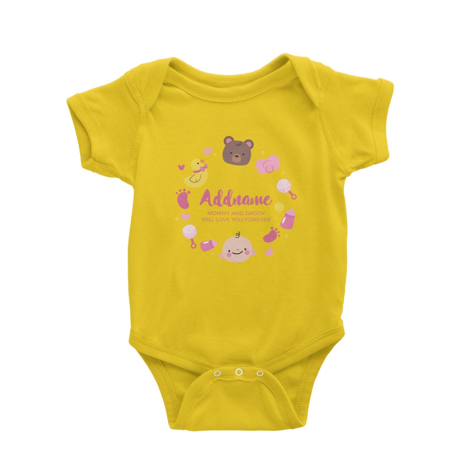 Cute Baby Girl Elements Personalizable with Name and Text Baby Romper