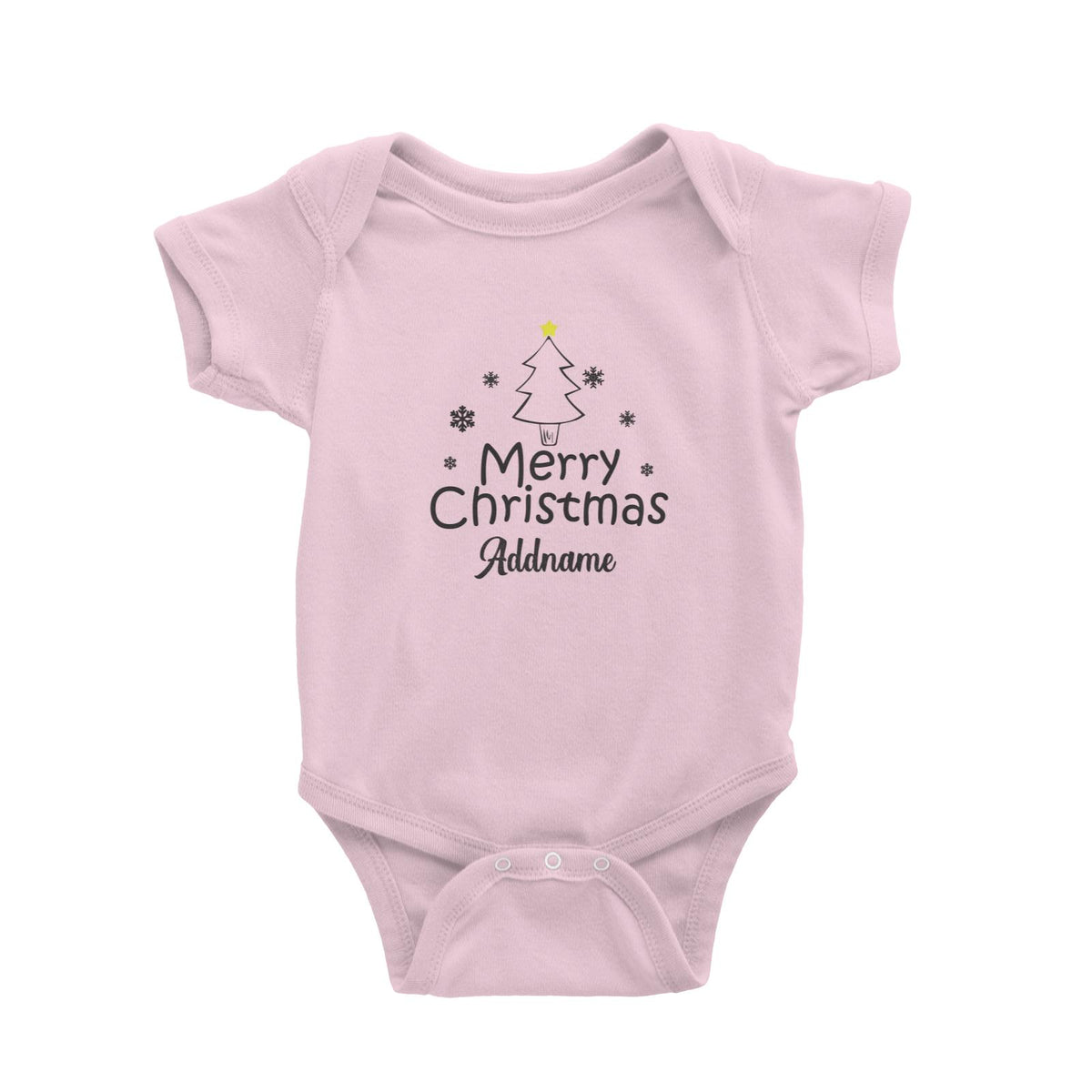 Christmas Series Merry Christmas Tree with Snowflakes Baby Romper