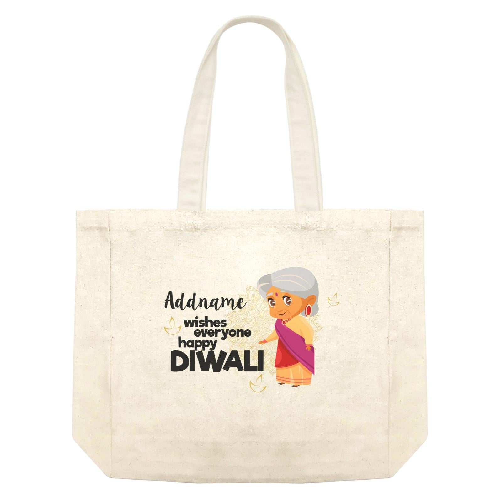 Cute Grandma Wishes Everyone Happy Diwali Addname Shopping Bag