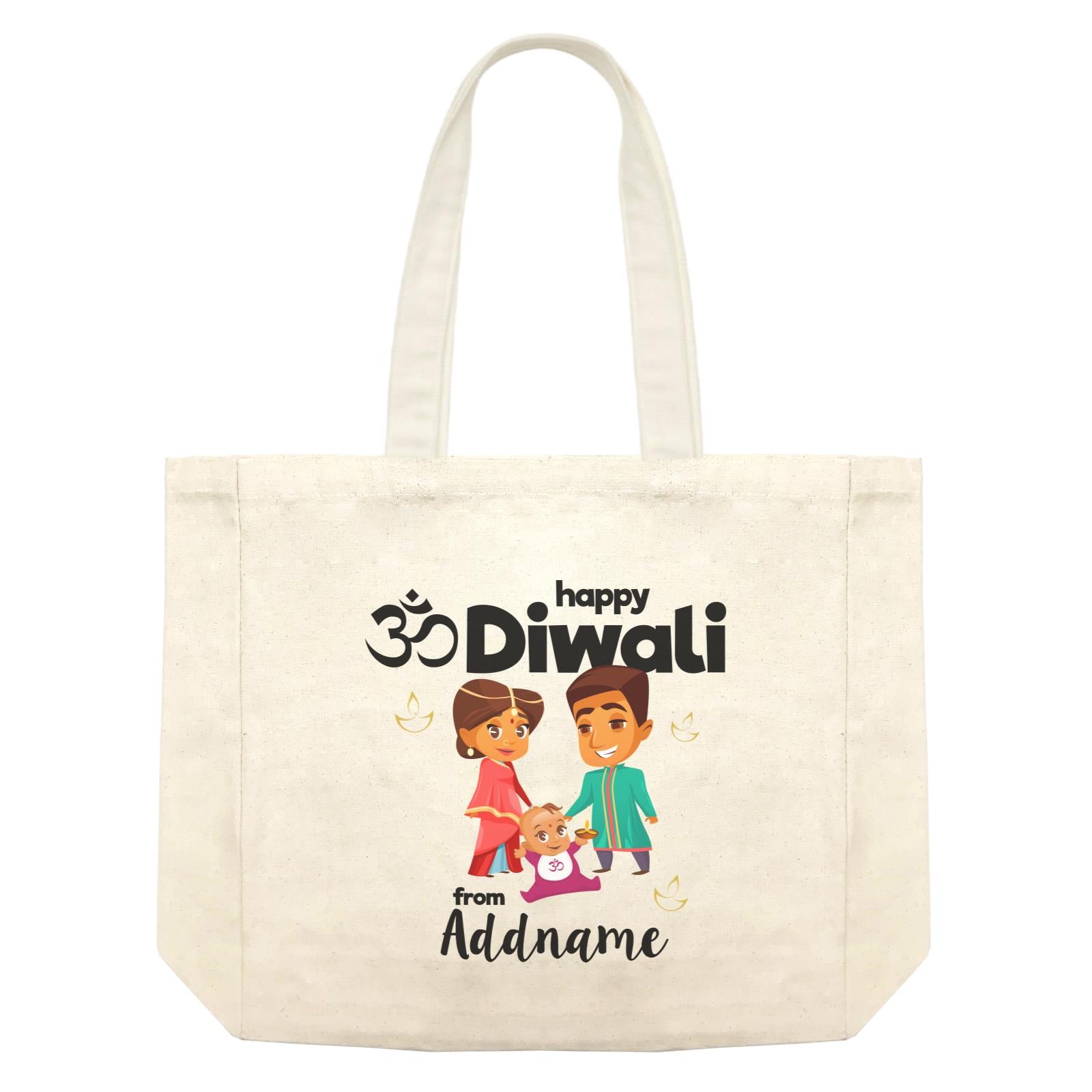 Cute Family Of Three OM Happy Diwali From Addname Shopping Bag