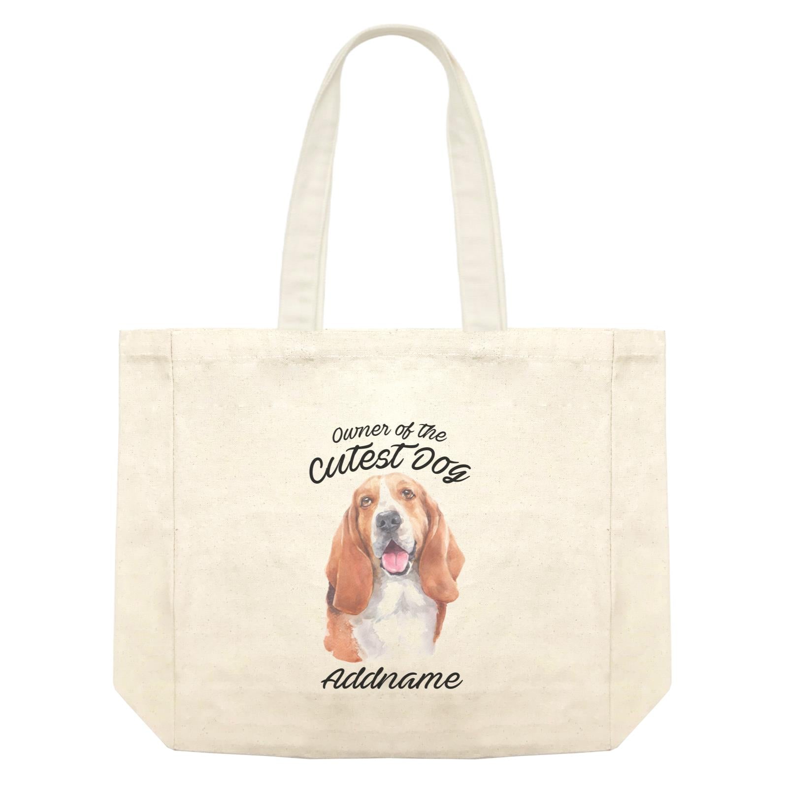 Watercolor Dog Owner Of The Cutest Dog Basset Hound Addname Shopping Bag