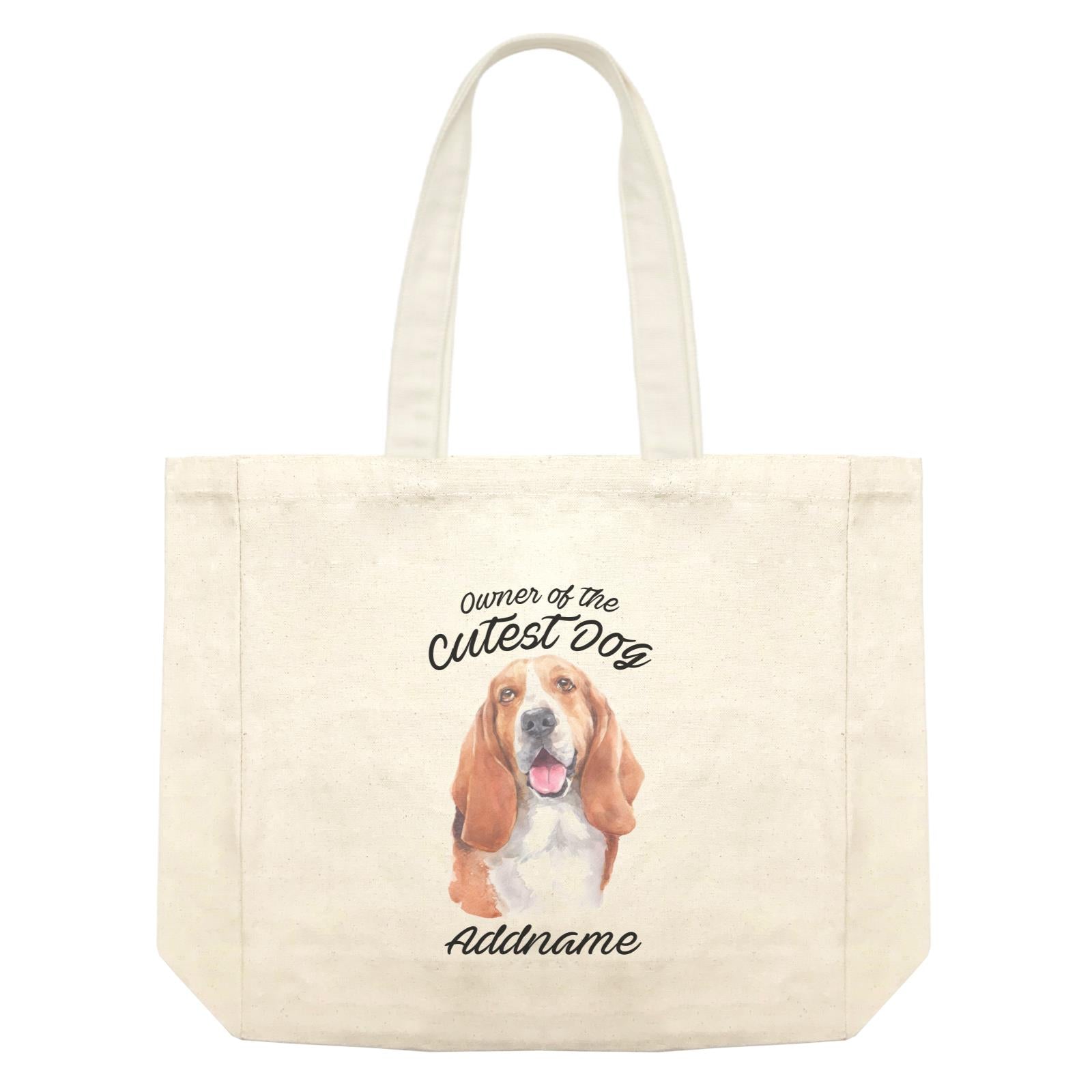Watercolor Dog Owner Of The Cutest Dog Basset Hound Addname Shopping Bag