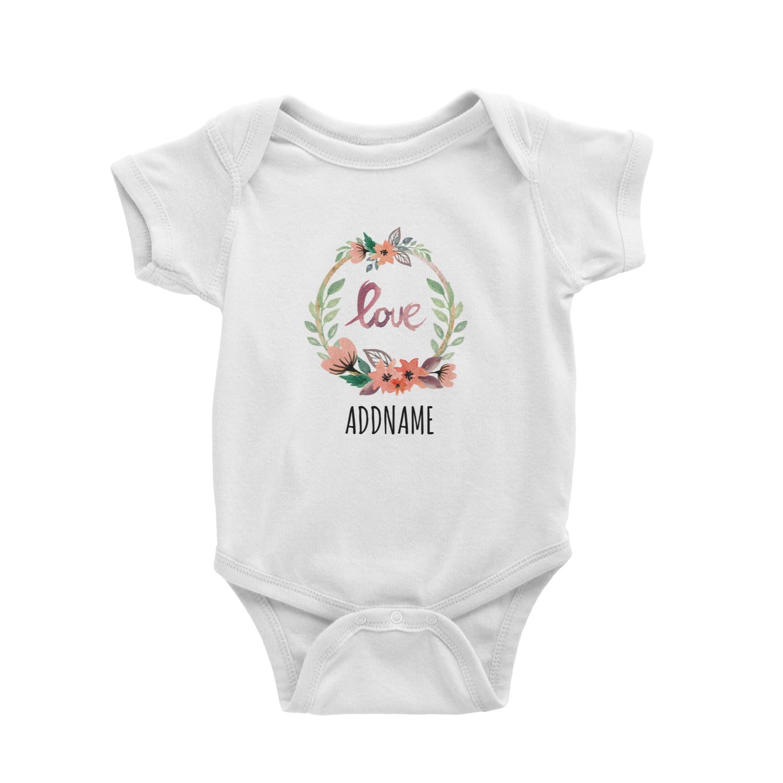 Watercolour Love Flower Garland White White Baby Romper