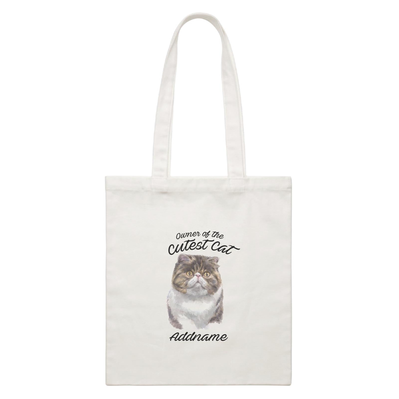 Watercolor Owner Of The Cutest Cat Exotic Shorthair Addname White Canvas Bag