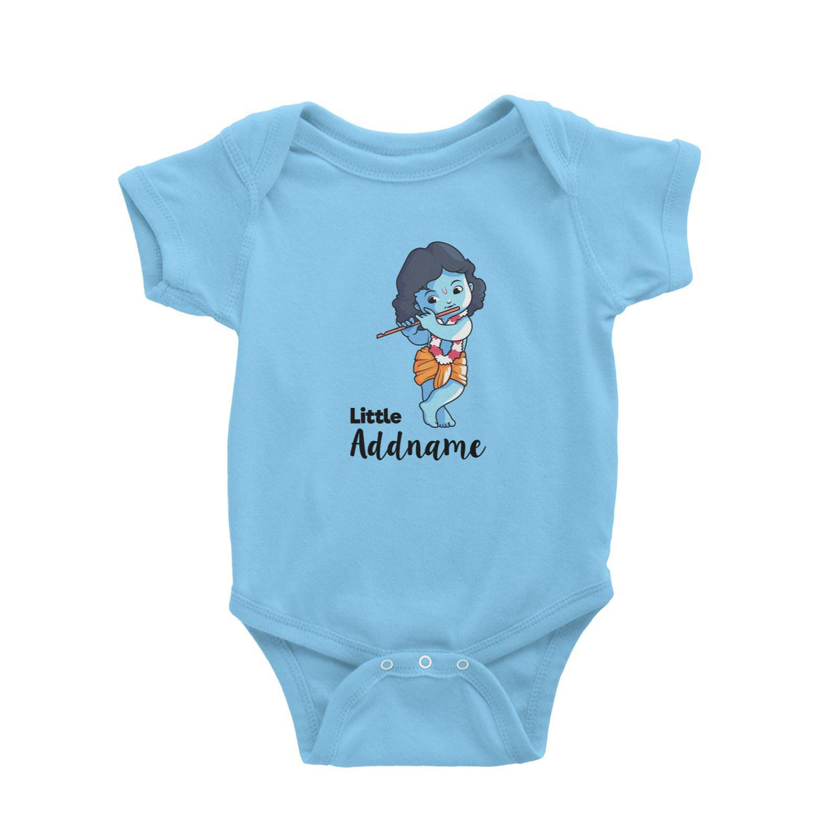 Cute Krishna With Flower Garland Playing Flute Little Addname Baby Romper