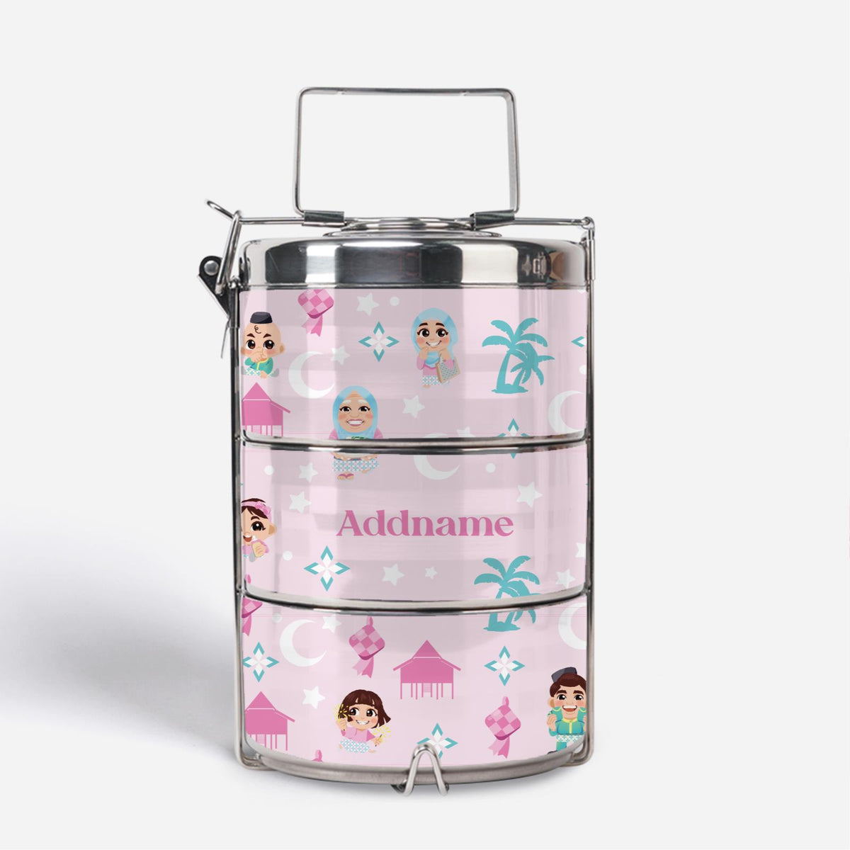 Seindah Lebaran Tiffin Carrier - Pastel Pink