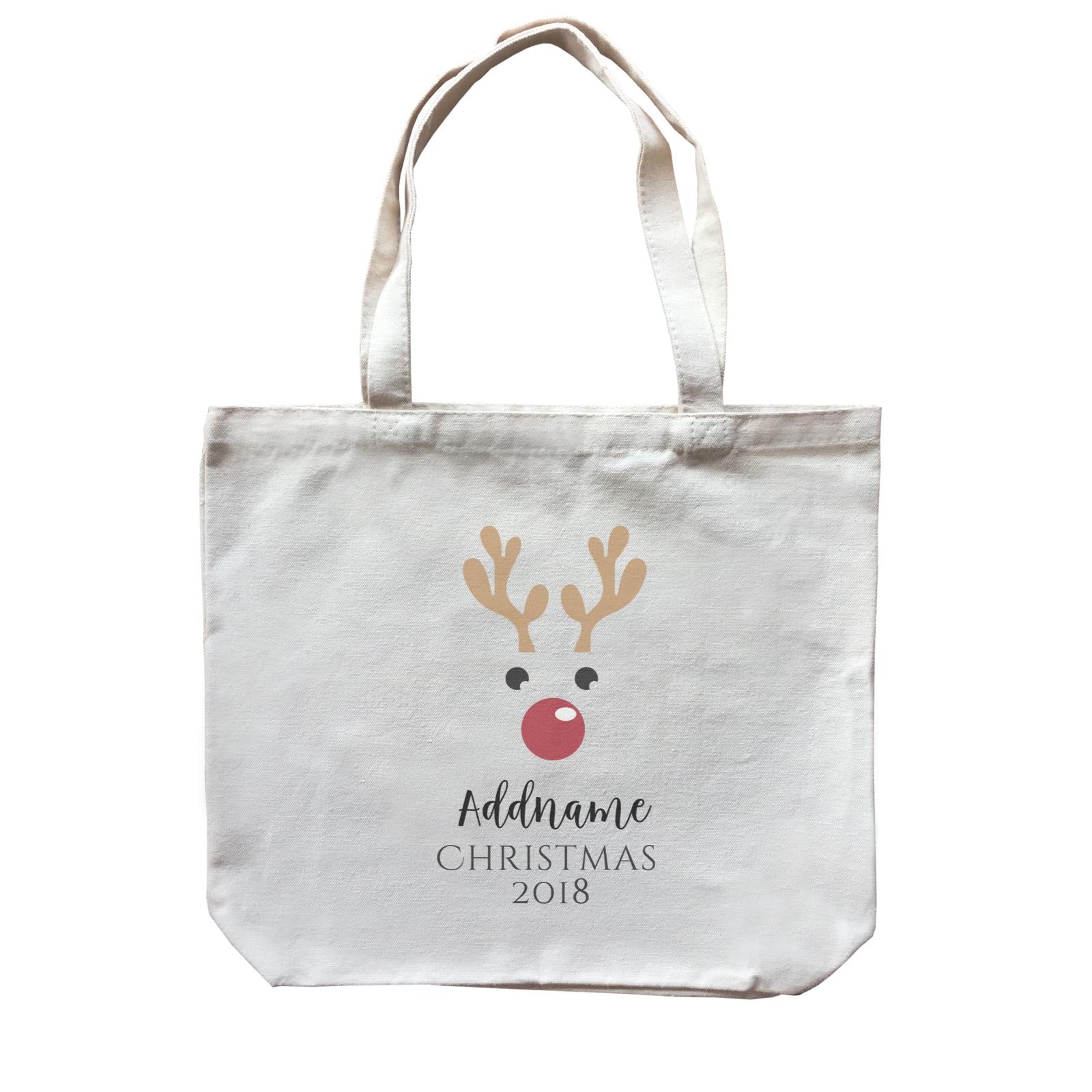 Christmas Cute Reindeer Christmas 2018 Addname Canvas Bag