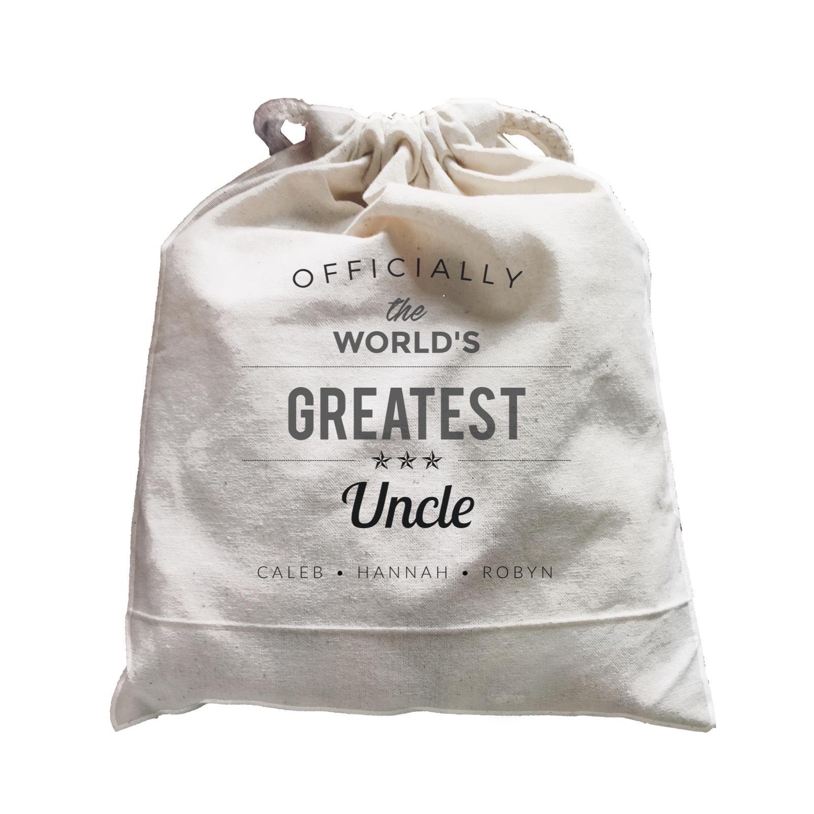 Officially Worlds Greatest Family Uncle Add Text Satchel