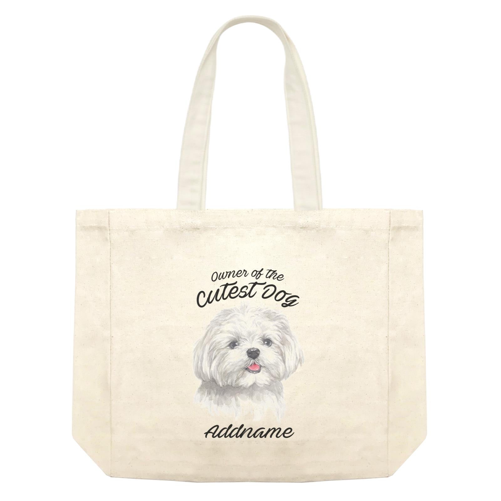 Watercolor Dog Owner Of The Cutest Dog Maltese Addname Shopping Bag