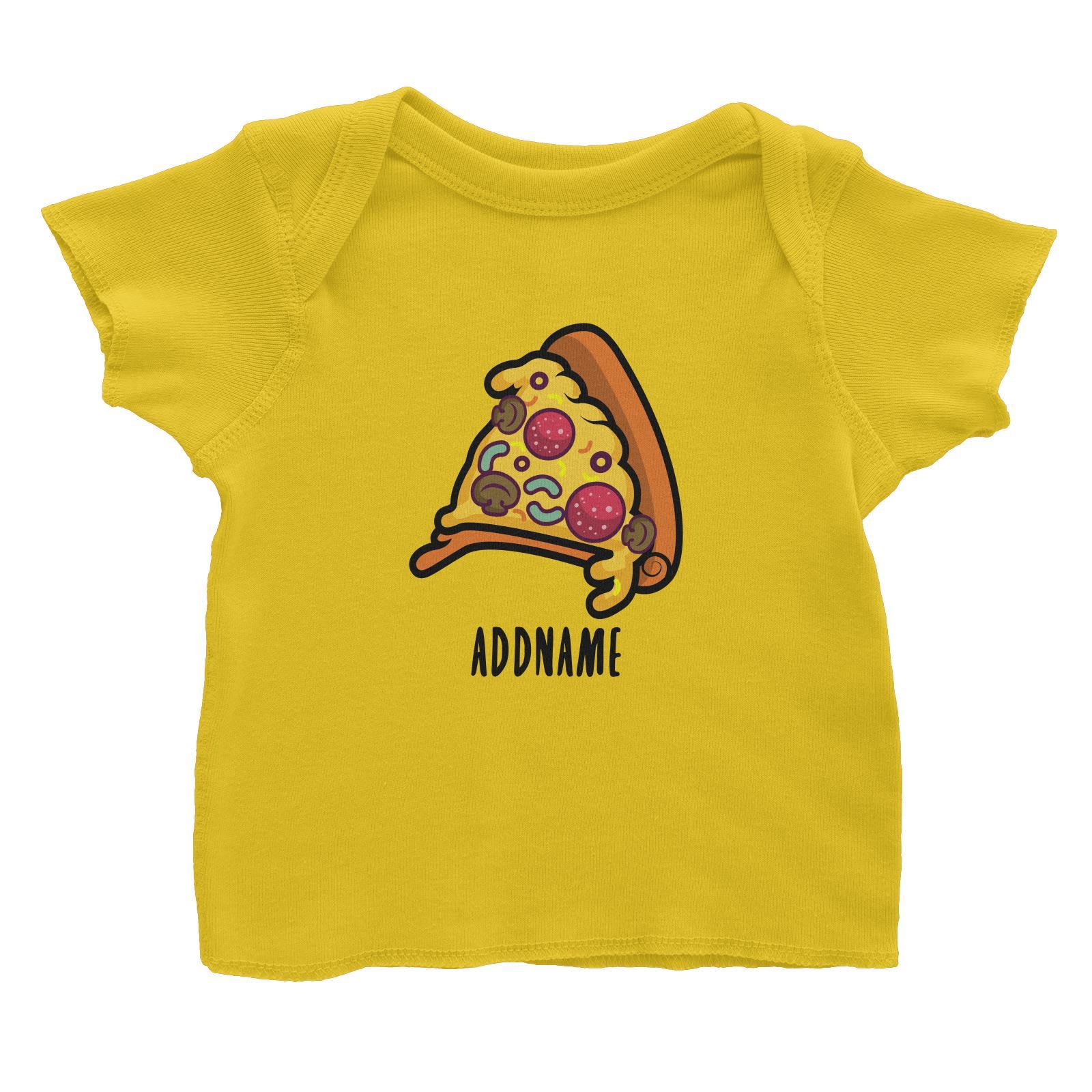 Fast Food Pizza Slice Addname Baby T-Shirt  Matching Family Comic Cartoon Personalizable Designs