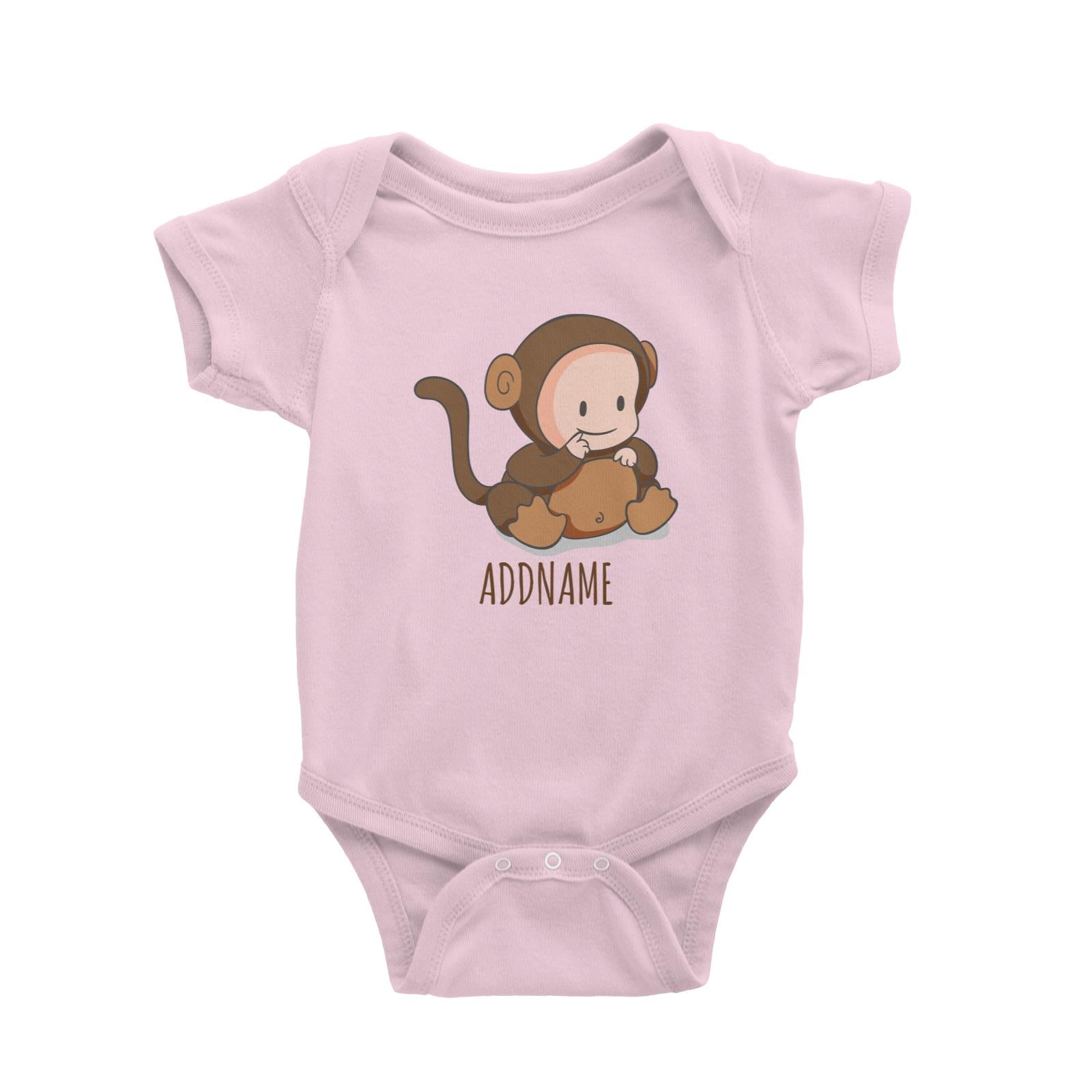 Cute Baby in Brown Monkey Suit Addname Baby Romper