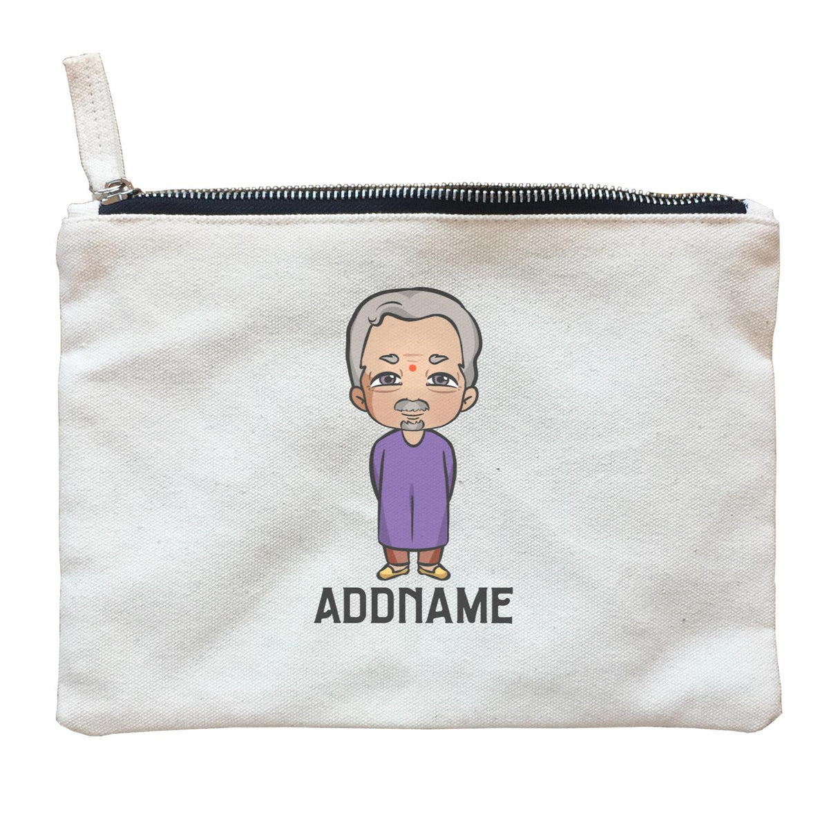Deepavali Series Chibi Grandpa Addname Zipper Pouch