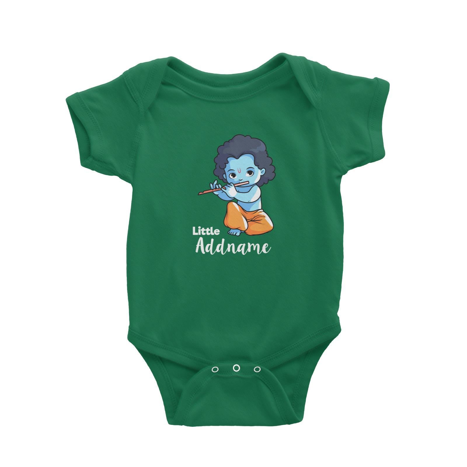 Cute Krishna Sitting Playing Flute Little Addname Baby Romper
