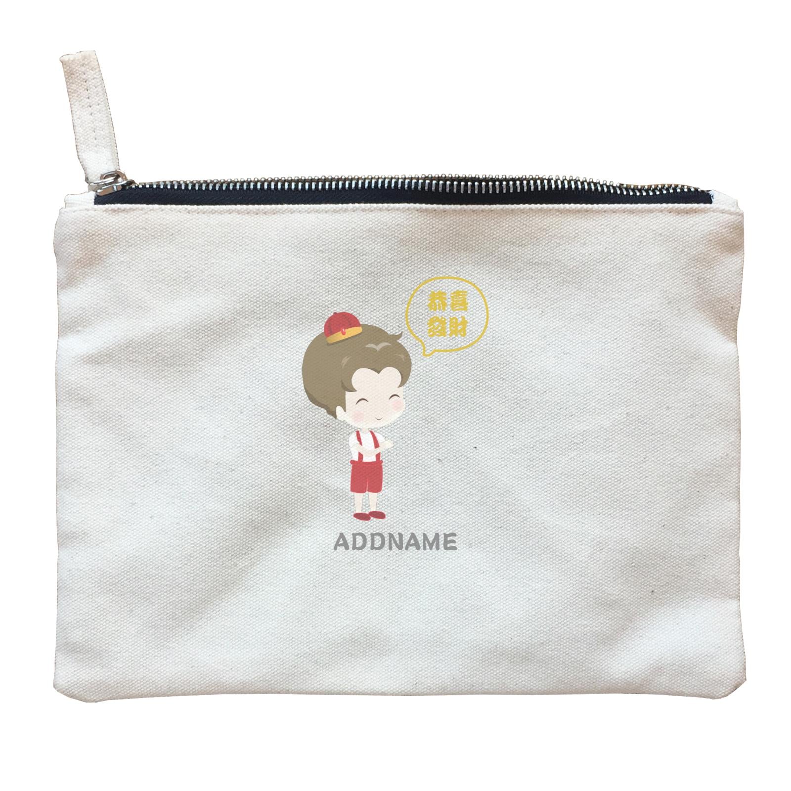Chinese New Year Family Gong Xi Fai Cai Boy Addname Zipper Pouch