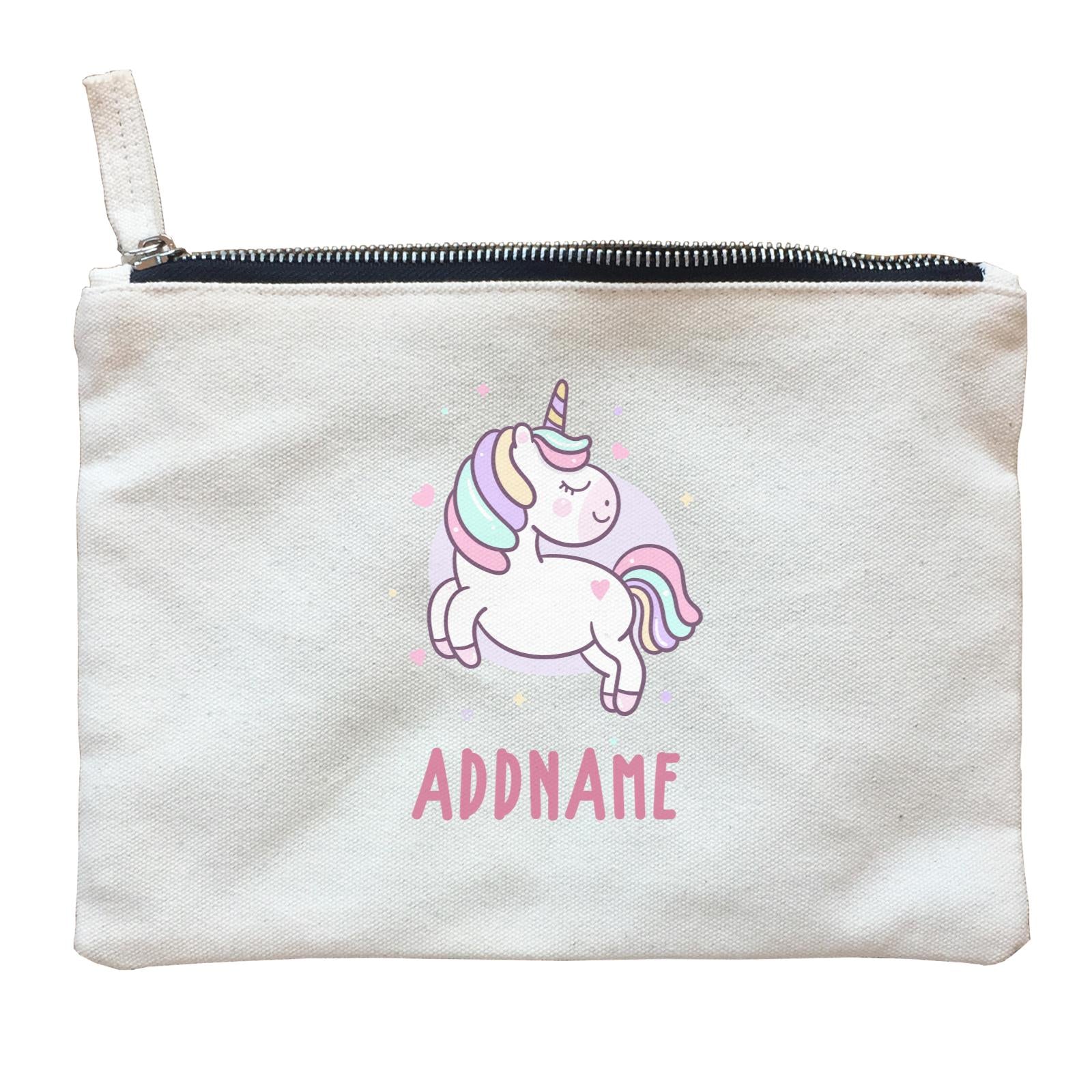 Unicorn And Princess Series Cute Pastel Unicorn Addname Zipper Pouch