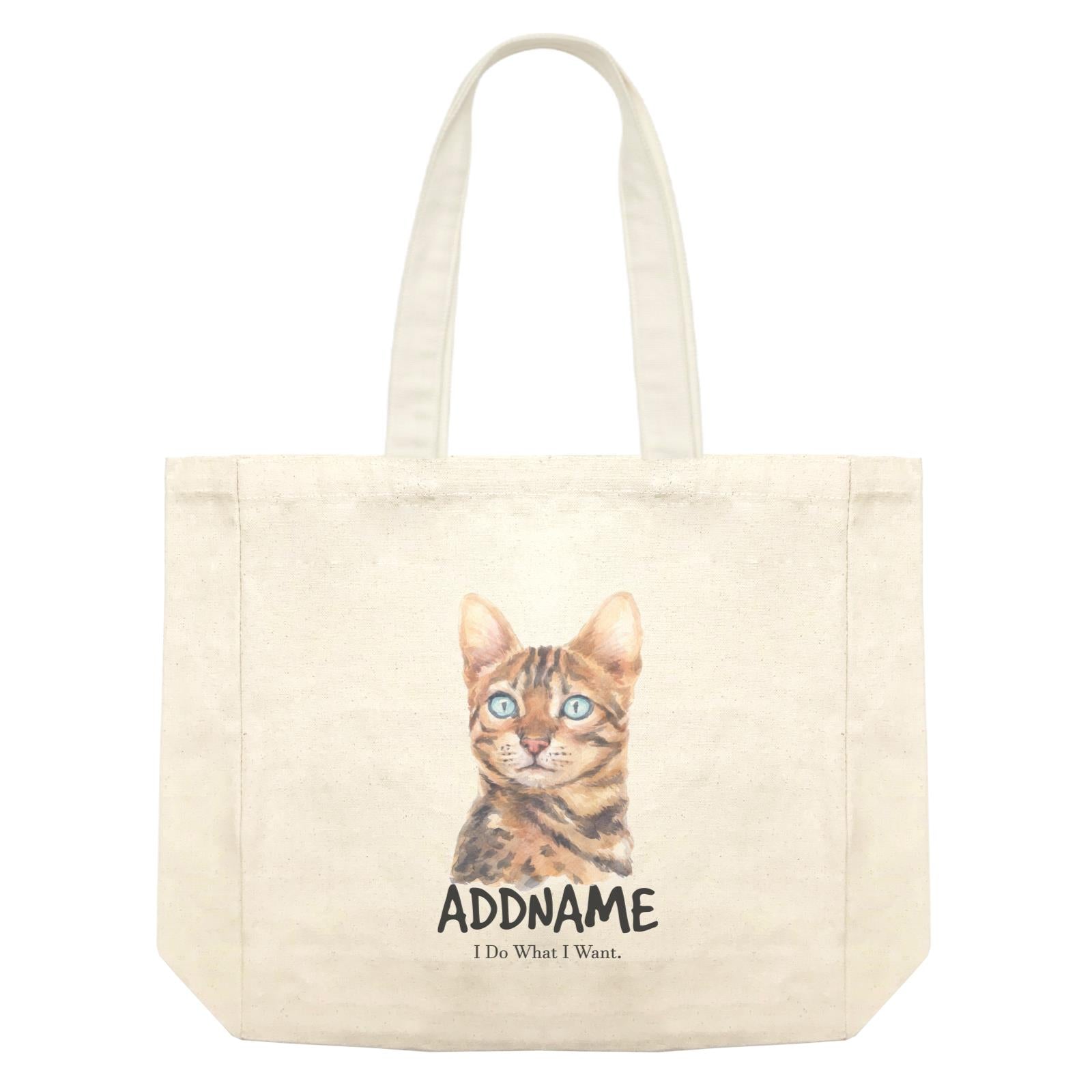 Watercolor Cat Bengal Cat I Do What I Want Addname Shopping Bag