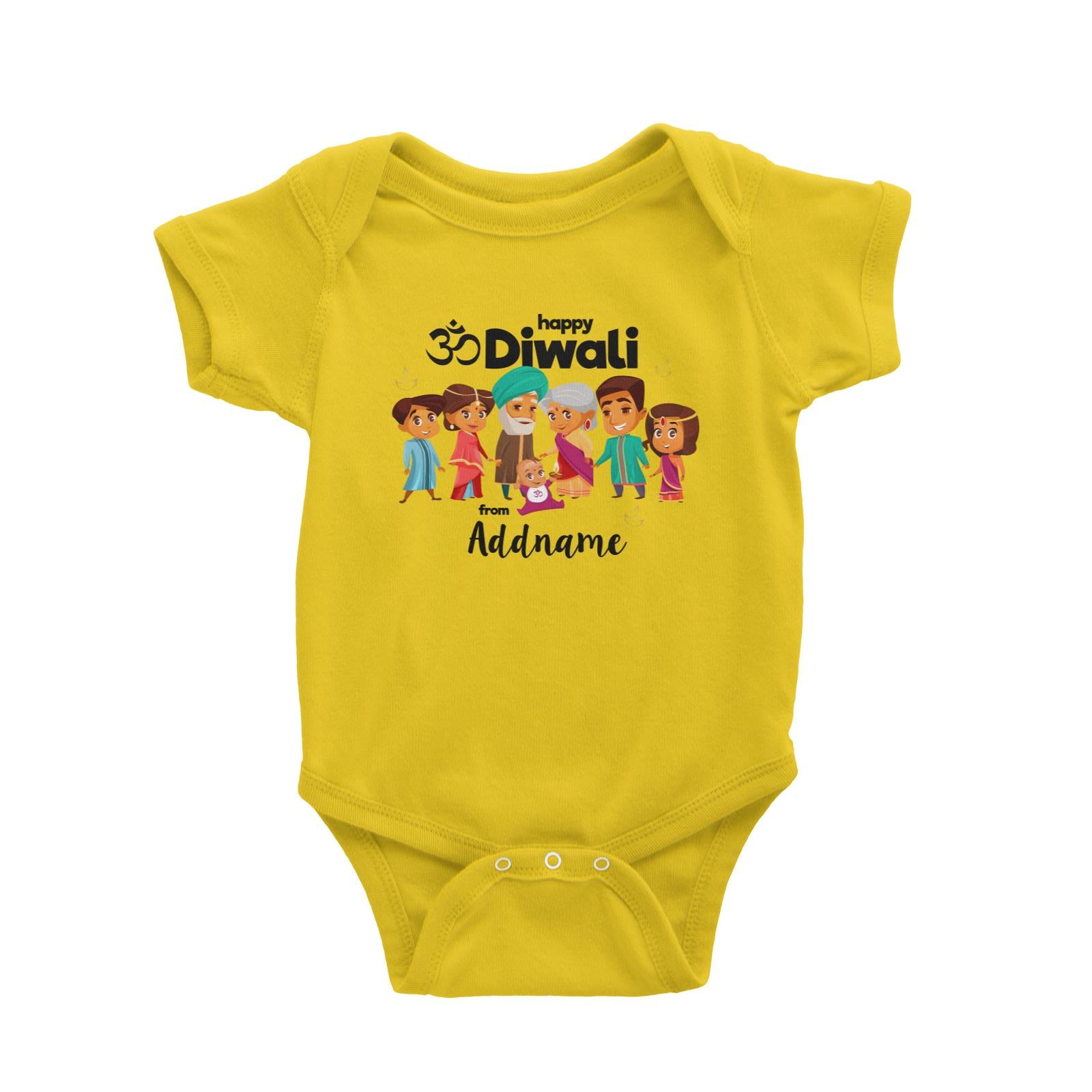 Cute Family Extended OM Happy Diwali From Addname Baby Romper