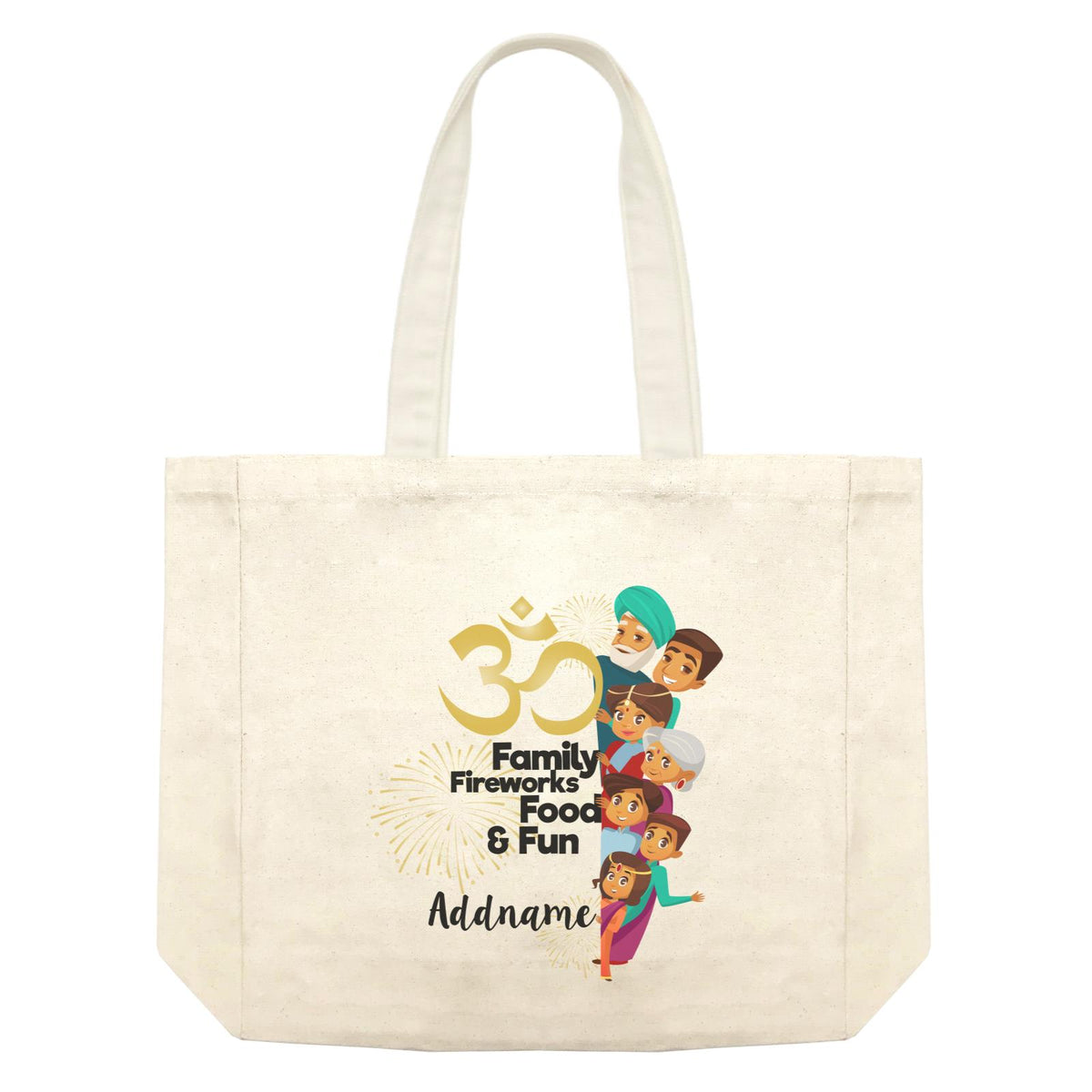 Cute Family OM Family Fireworks Food and Fun Addname Shopping Bag