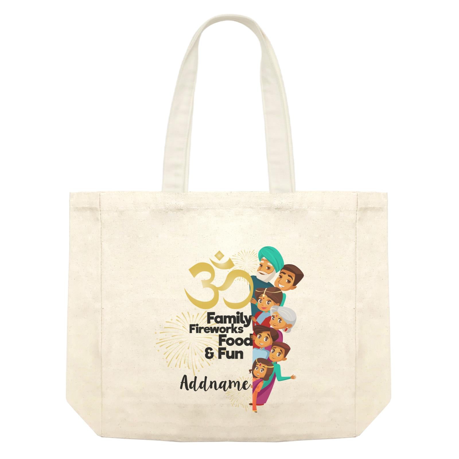 Cute Family OM Family Fireworks Food and Fun Addname Shopping Bag