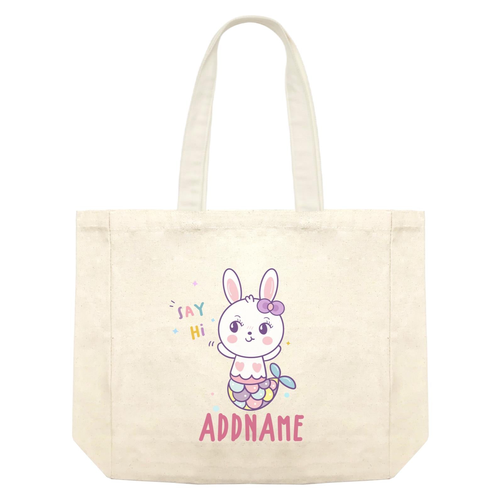 Unicorn And Princess Series Cute Say Hi Rabbit Mermaid Addname Shopping Bag