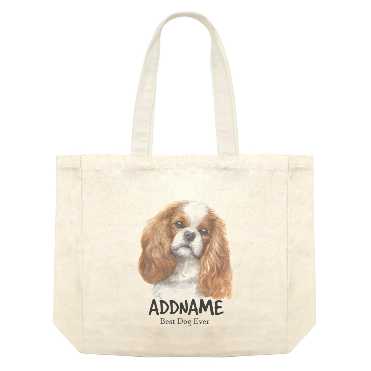 Watercolor Dog King Charles Spaniel Best Dog Ever Addname Shopping Bag