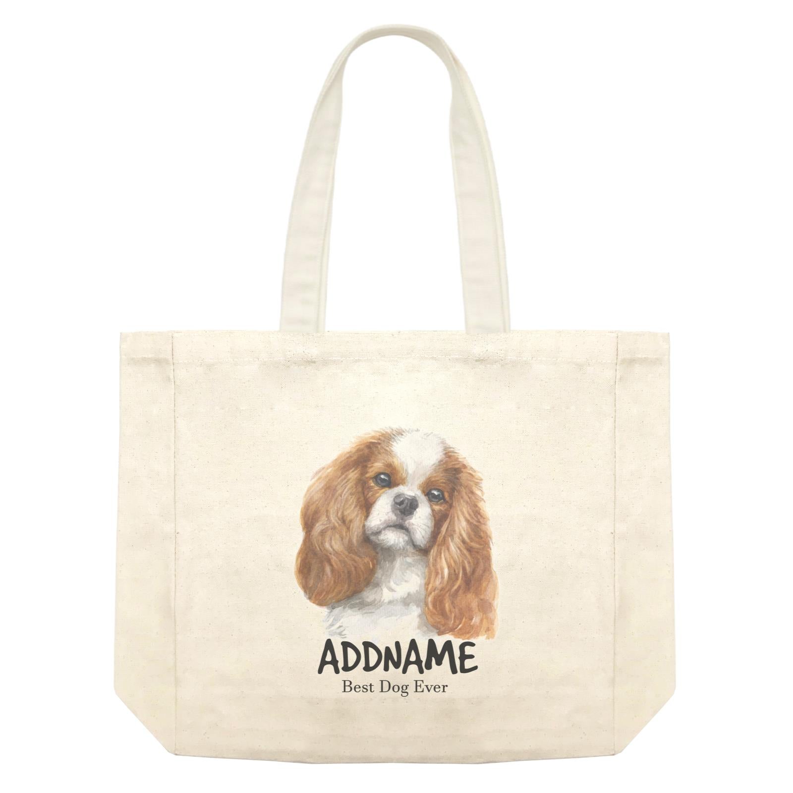 Watercolor Dog King Charles Spaniel Best Dog Ever Addname Shopping Bag