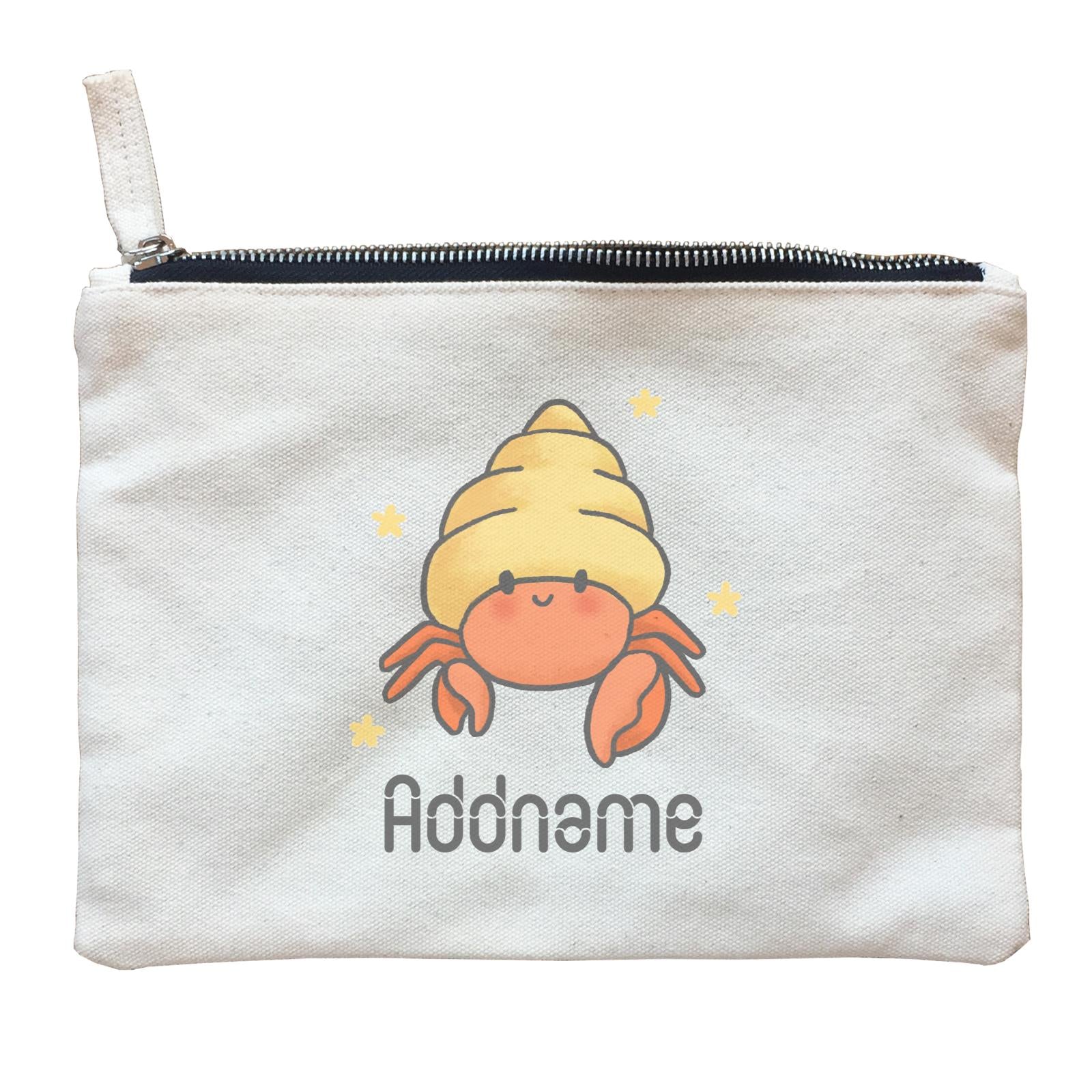 Cute Hand Drawn Style Hermit Crab Addname Zipper Pouch