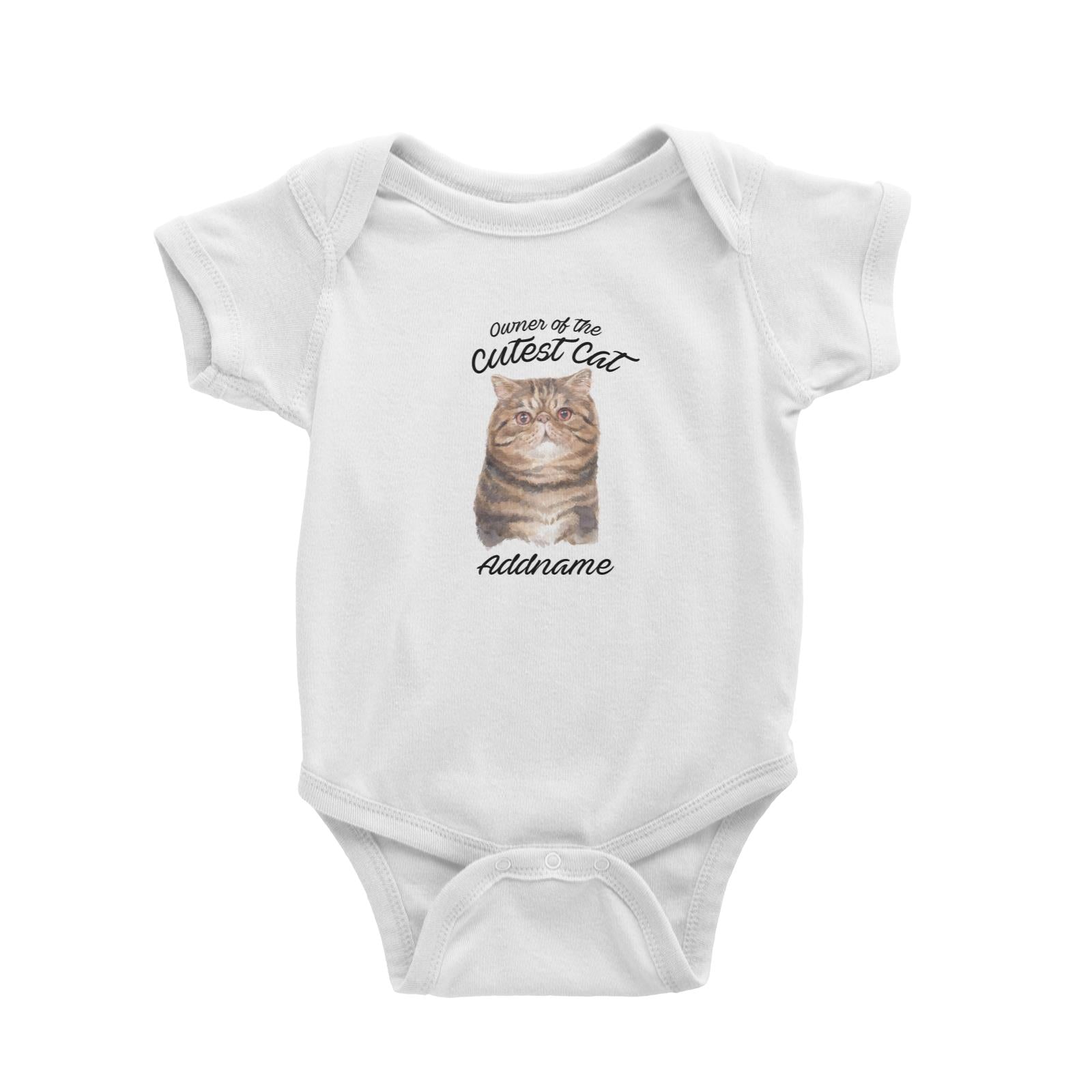 Watercolor Owner Of The Cutest Cat Exotic Shorthair Brown Addname Baby Romper