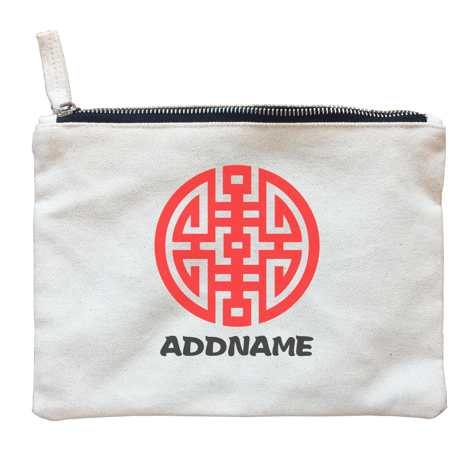 Chinese New Year Prosperity Emblem with Name Stamp Accessories Zipper Pouch