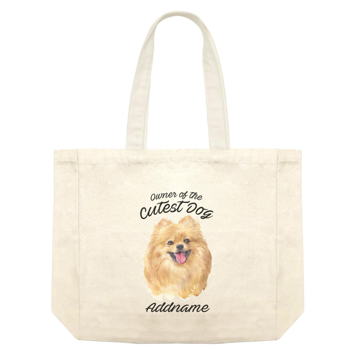 Watercolor Dog Owner Of The Cutest Dog Pomeranian Addname Shopping Bag