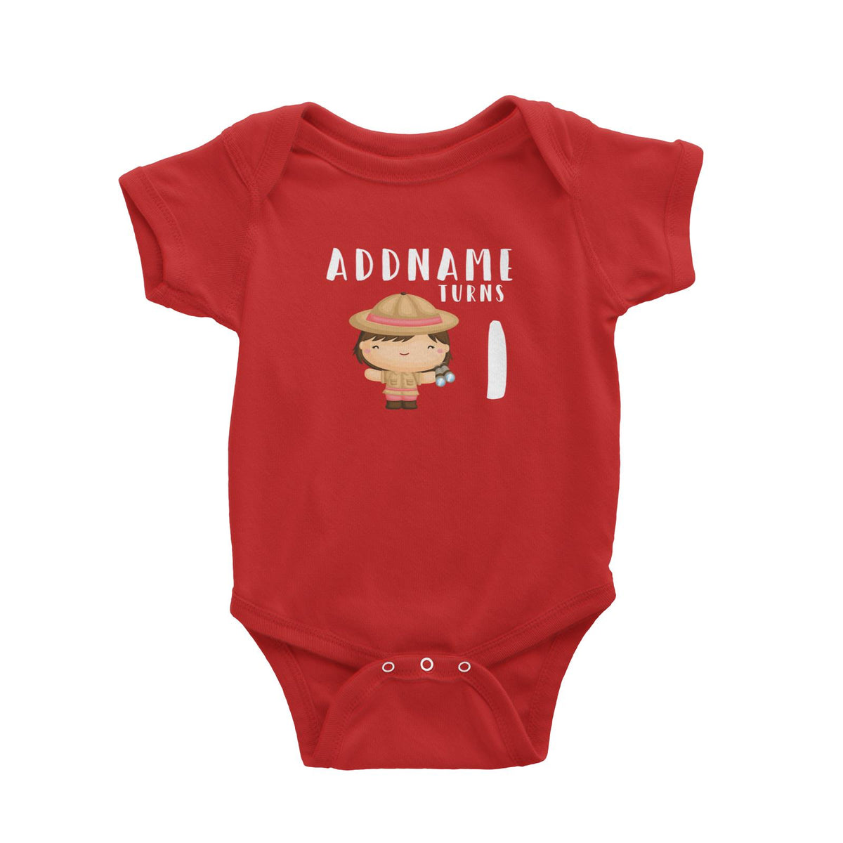 Birthday Safari Little Explorer Baby Girl Addname Turns 1 Baby Romper