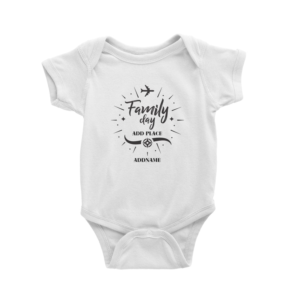 Family Day Flight Plane Icon Family Day Addname And Add Place Baby Romper