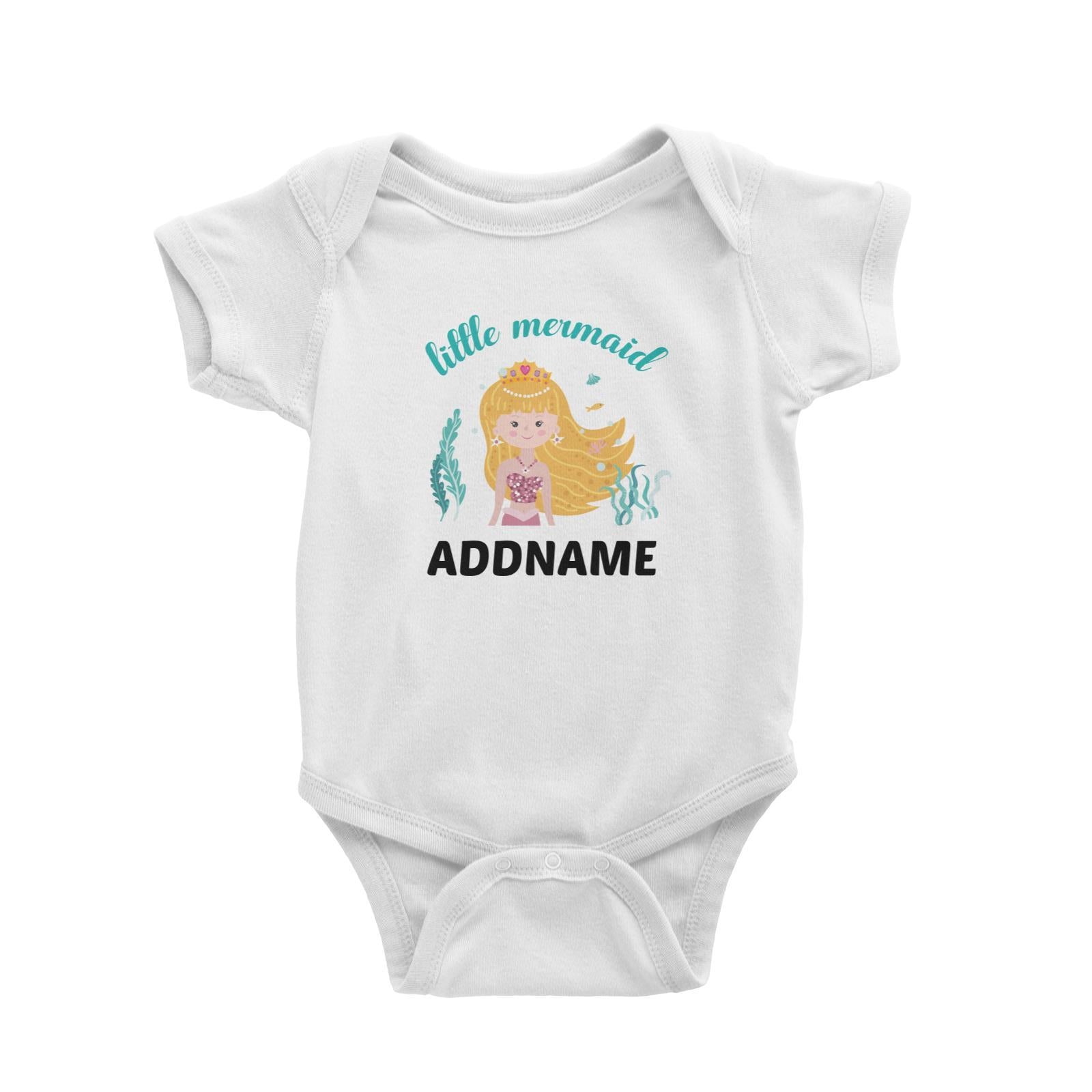 Little Mermaid  Brown Hair Addname Baby Romper