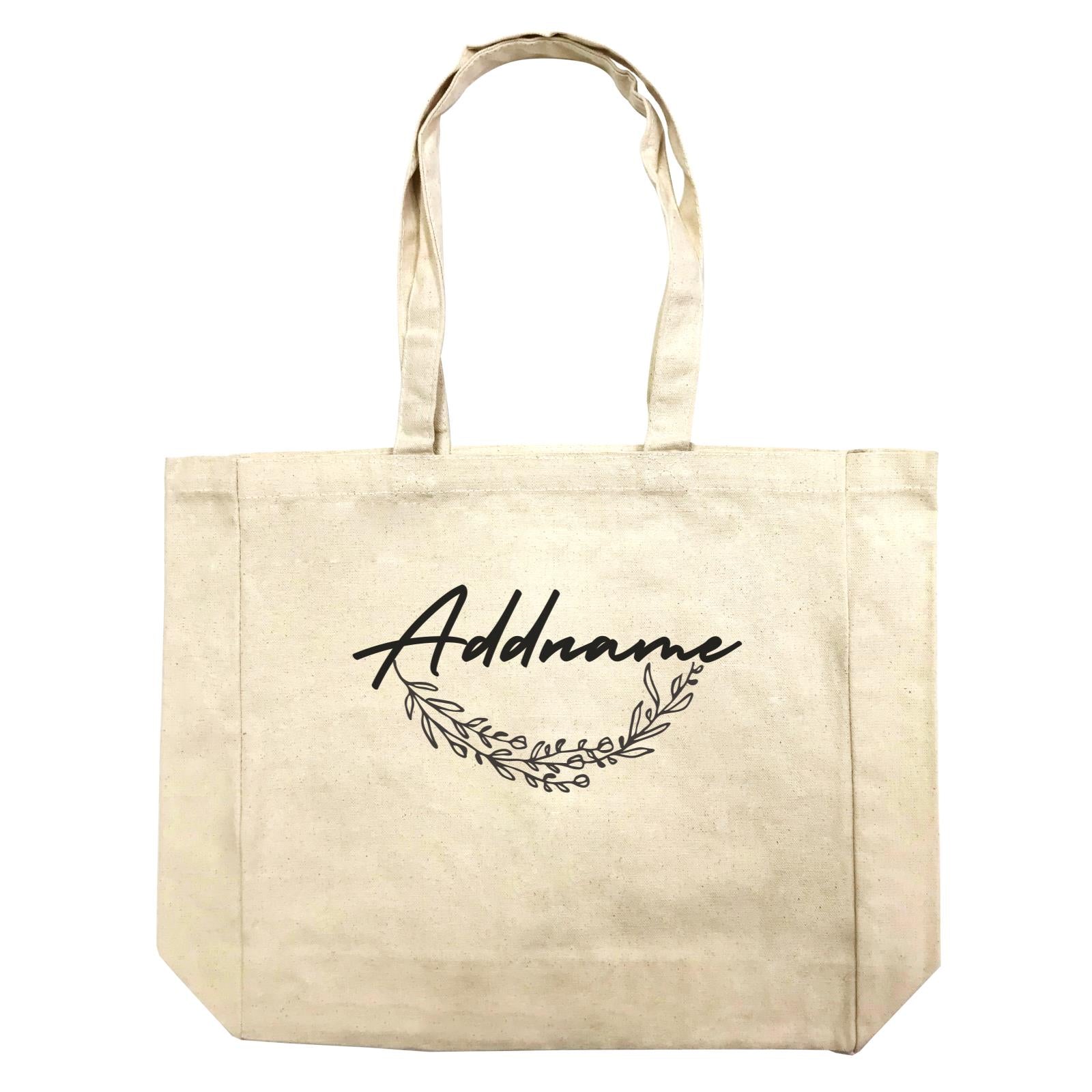 Bridesmaid Monochrome Leaves Addname Shopping Bag