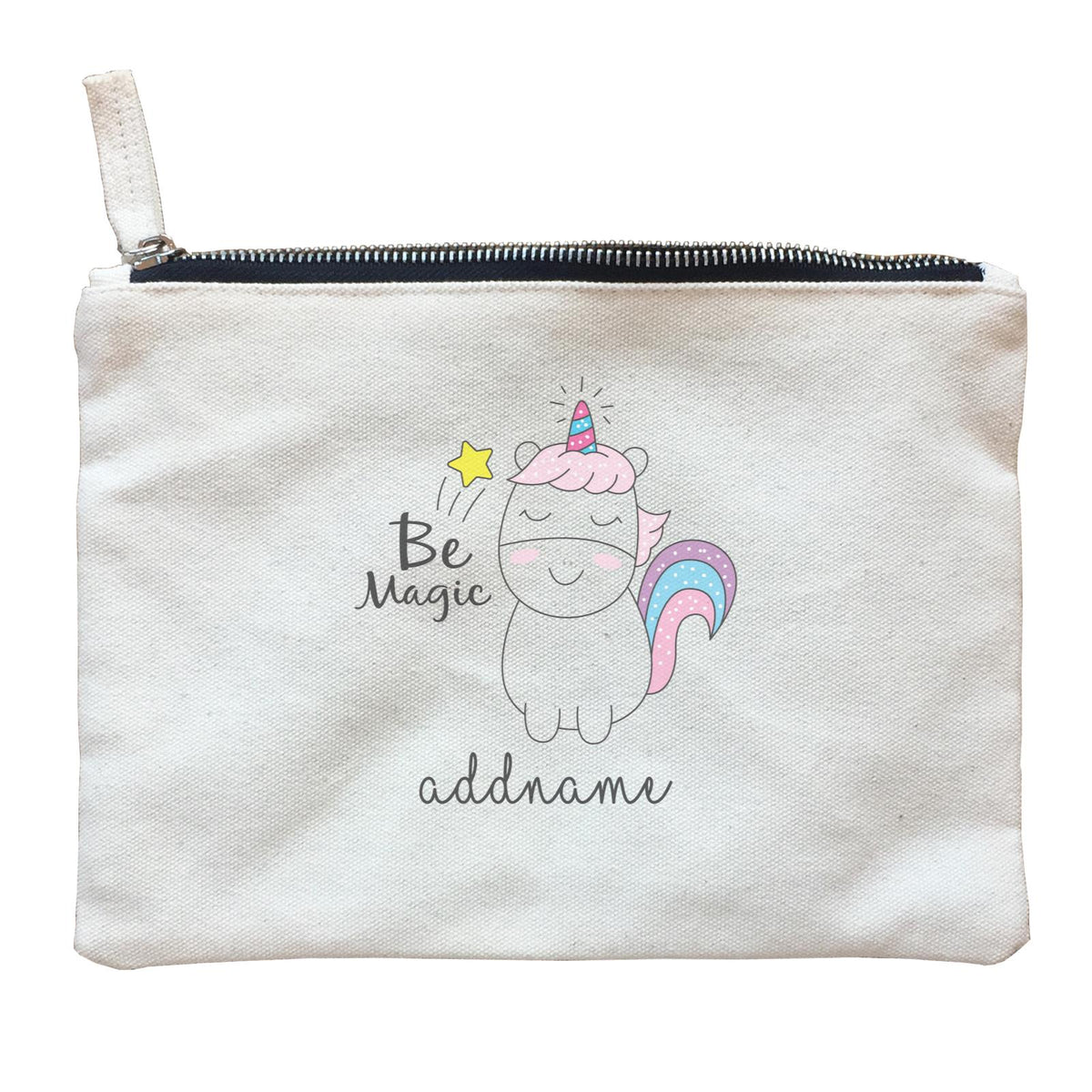Cool Cute Unicorn Be Magic Addname Zipper Pouch