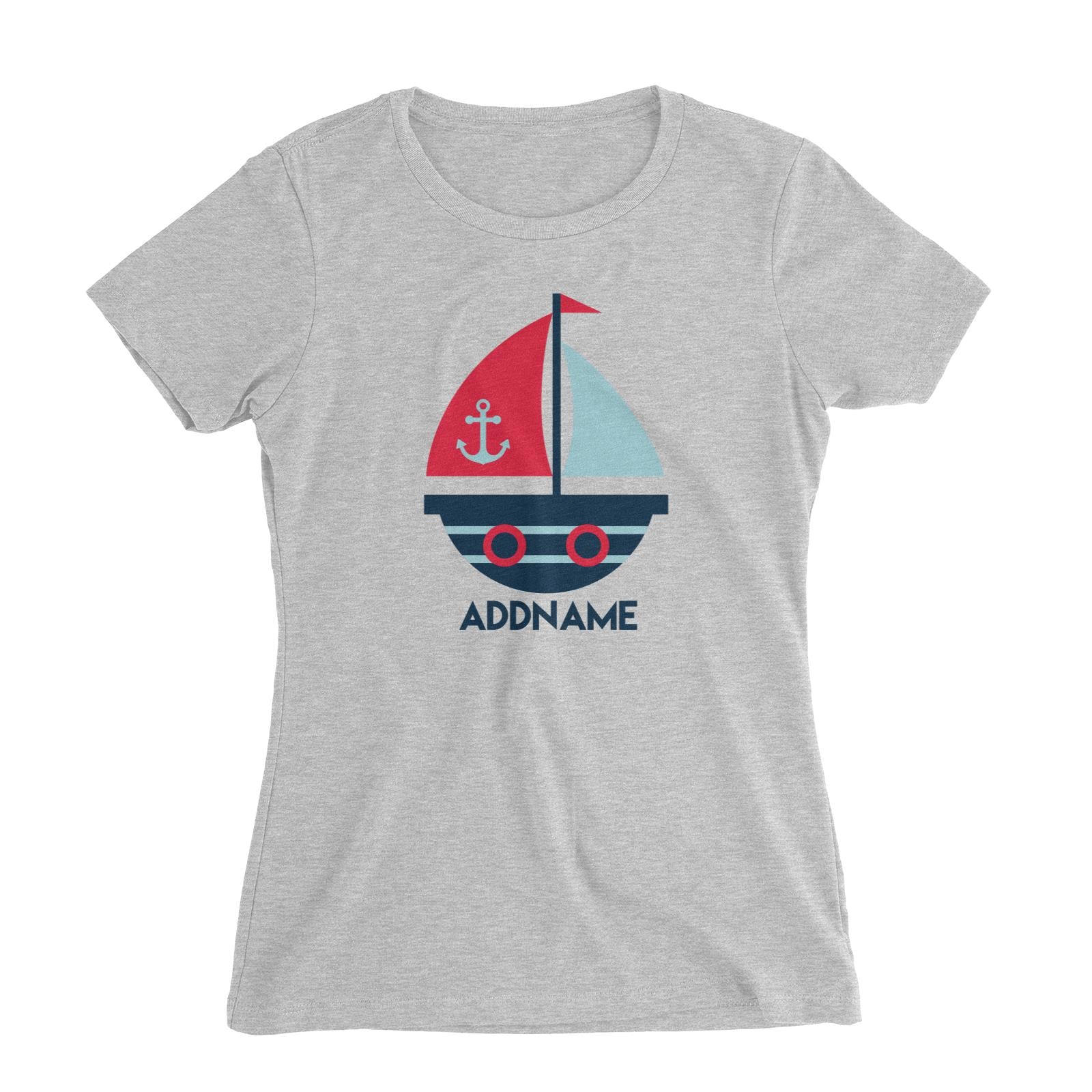 Sailor Boat Addname Women's Slim Fit T-Shirt  Matching Family Personalizable Designs