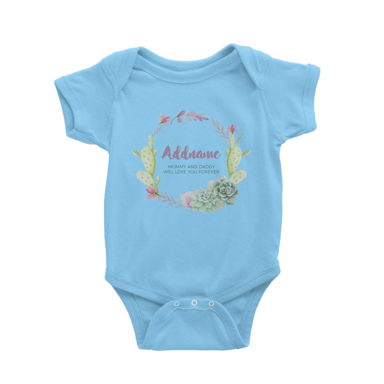 Succulent Wreath Personalizable with Name and Text Baby Romper