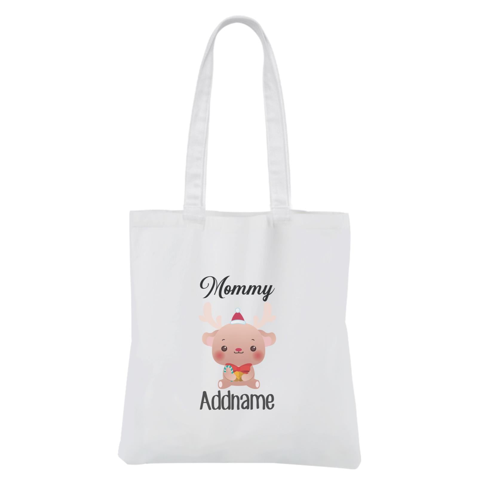 Christmas Cute Animal Series Mommy Deer White Canvas Bag