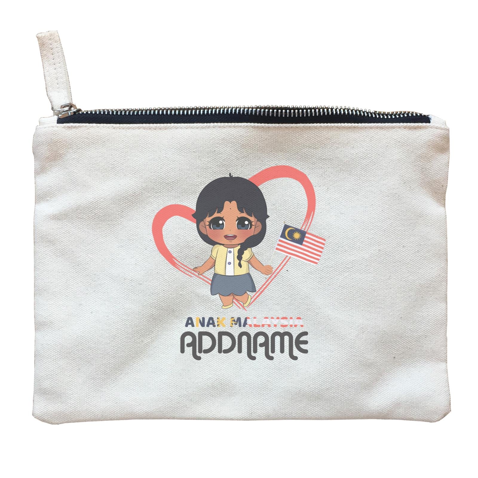 Merdeka Series Anak Malaysia Love Indian Girl Addname Zipper Pouch