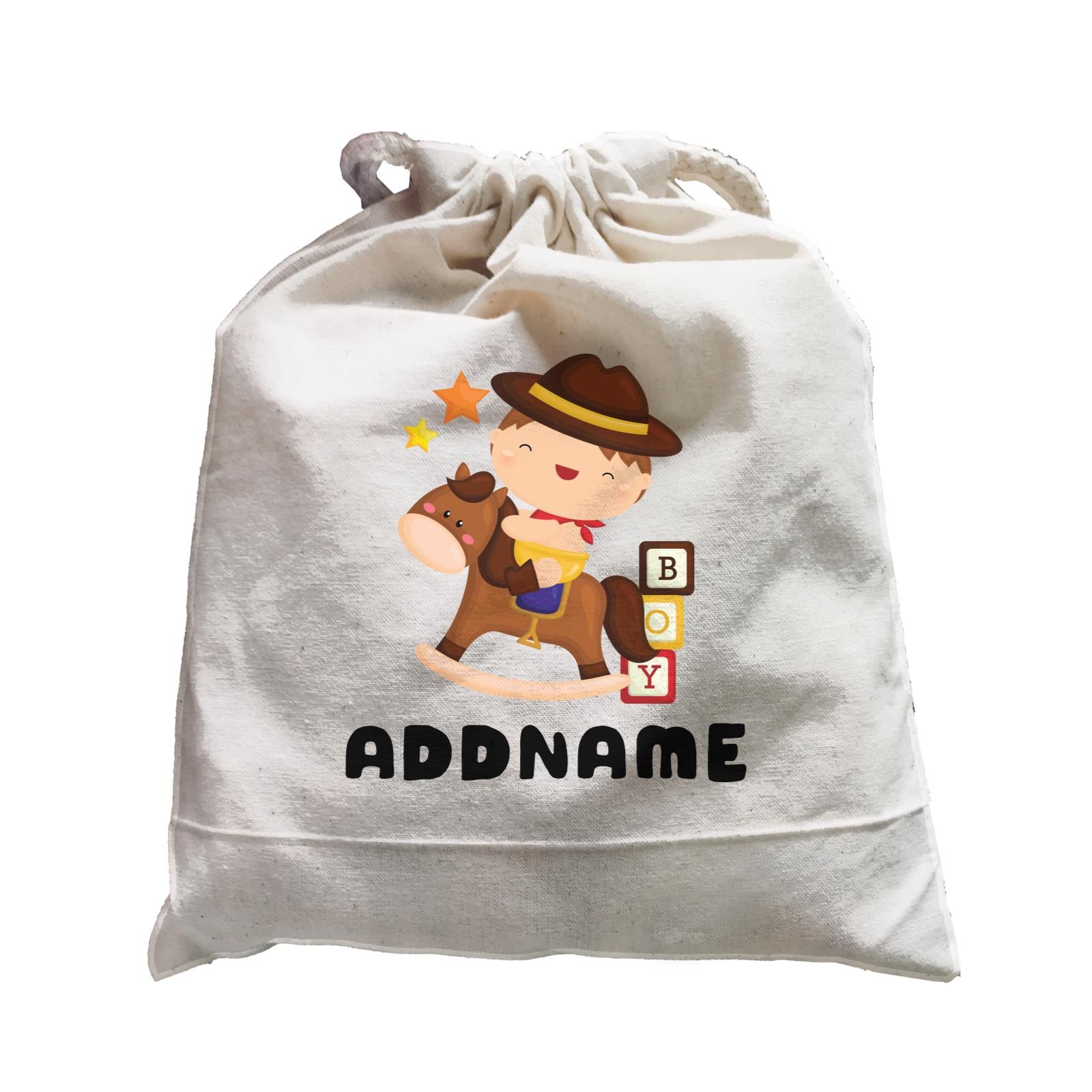 Birthday Cowboy Style Little Cowboy Playing Toy Horse Addname Satchel