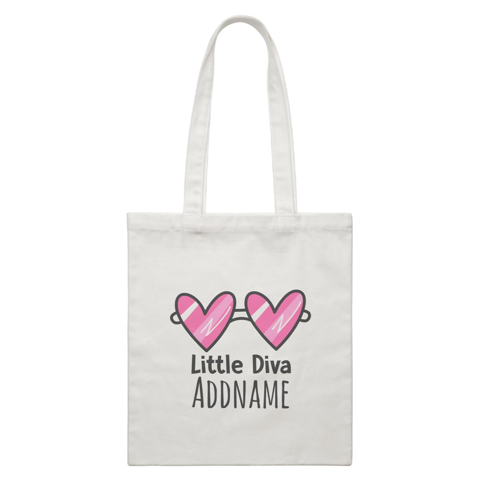 Drawn Baby Elements Little Diva Addname White Canvas Bag