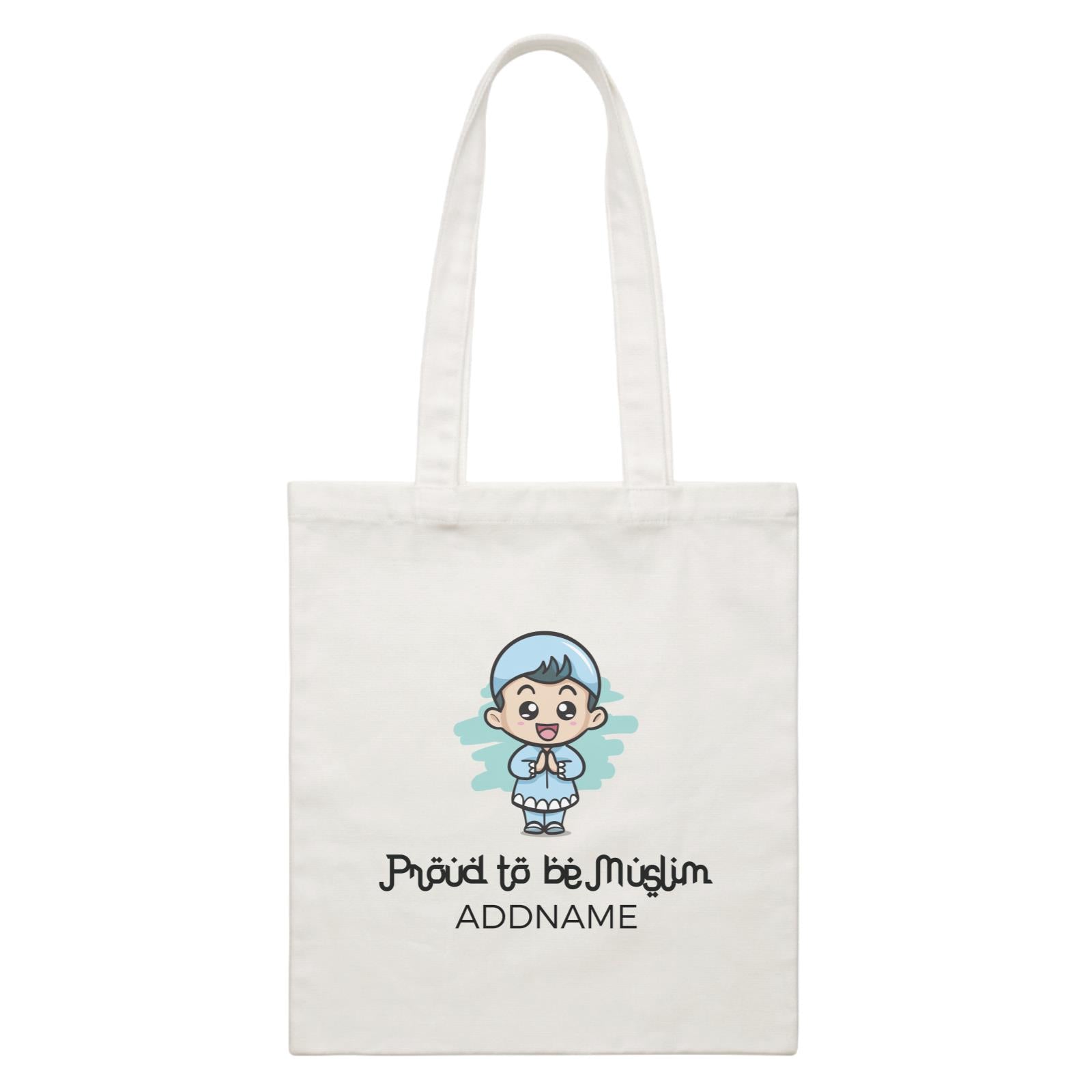 Proud To Be Muslim Happy Little Boy Addname White White Canvas Bag